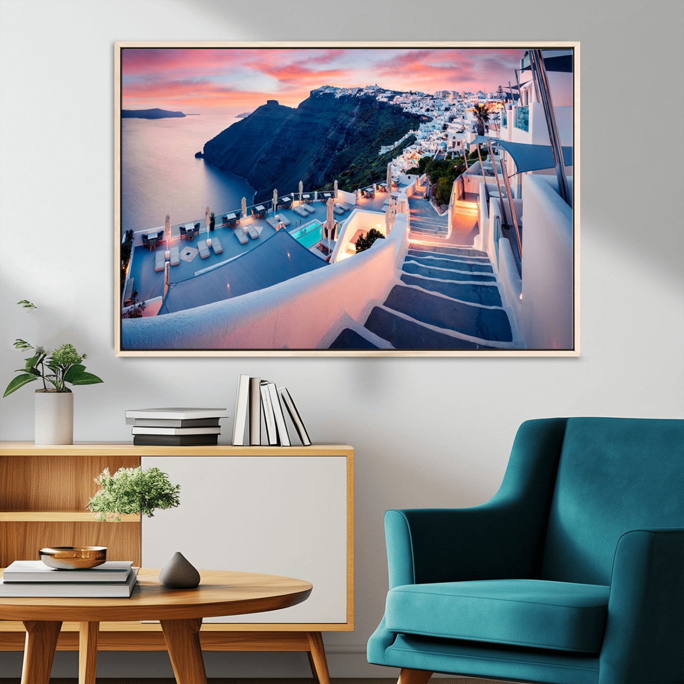 -Santorini Island Wall Art Canvas Print