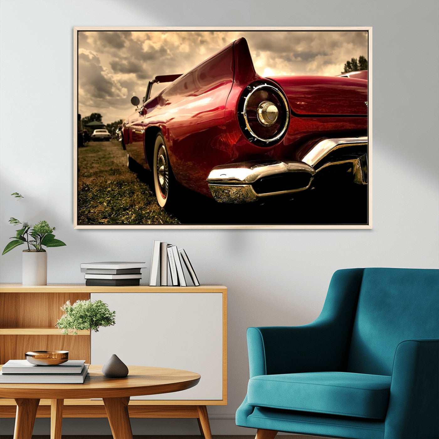 -Red Classic Car Wall Art Canvas Print