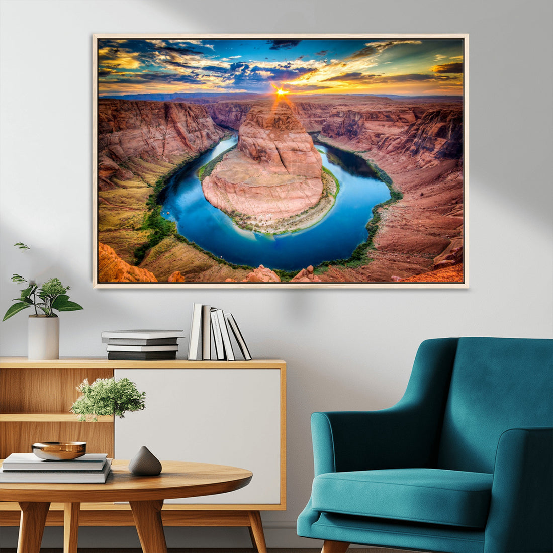 Sunset on the Horseshoe Bend Grand Canyon | Horseshoe Bend Canvas Wall Art Print