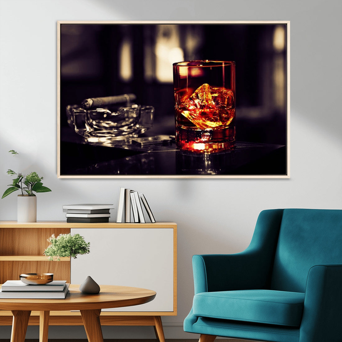 Whiskey and Cigar Canvas | Luxurious Wall Art for Home or Bar