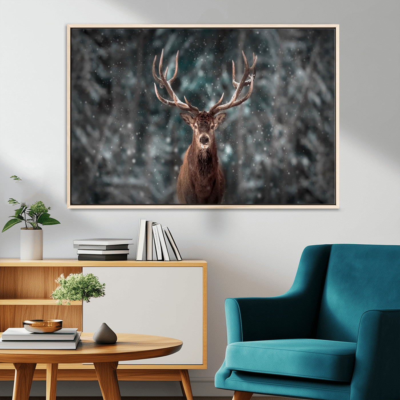 -Wall Art Deer Art Animal Canvas, Framed Wall Art Deer Canvas Print
