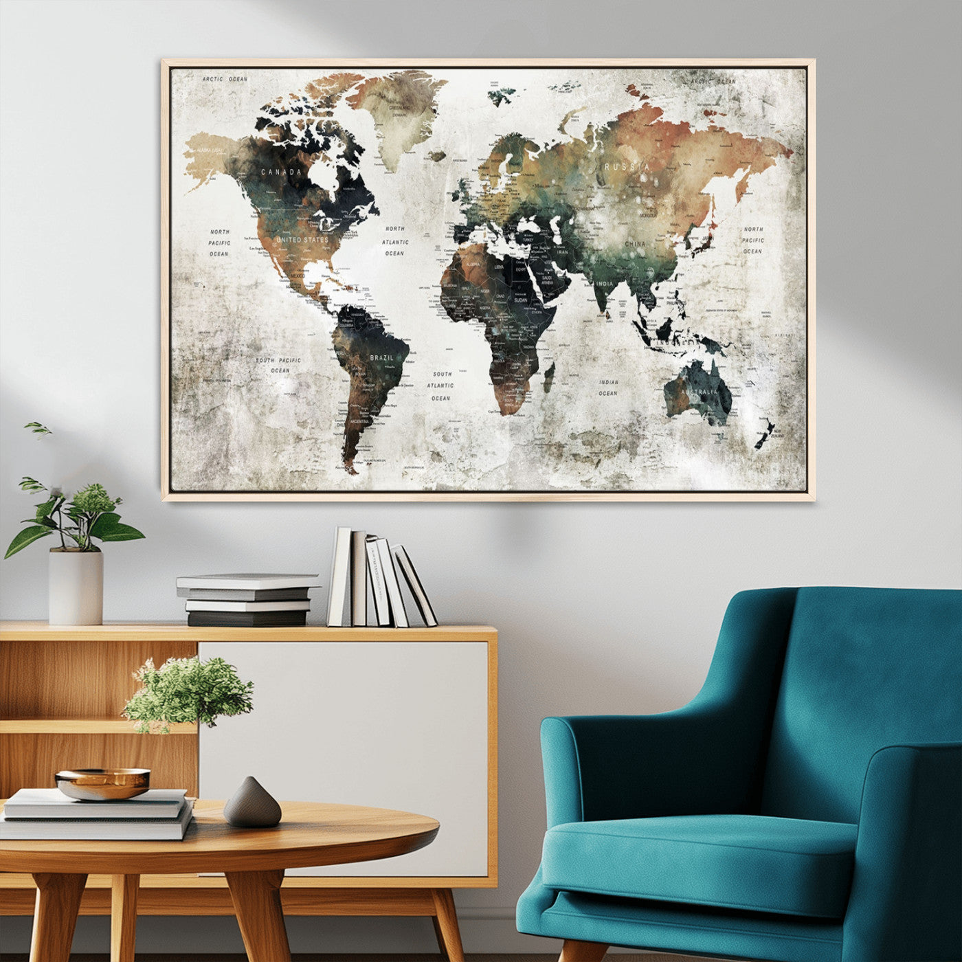 19444-MGV-CV-36X24-Push Pin World Map Canvas Print – Travel Tracker Wall Art for Couples, Perfect Anniversary Gift for Home or Office Decor