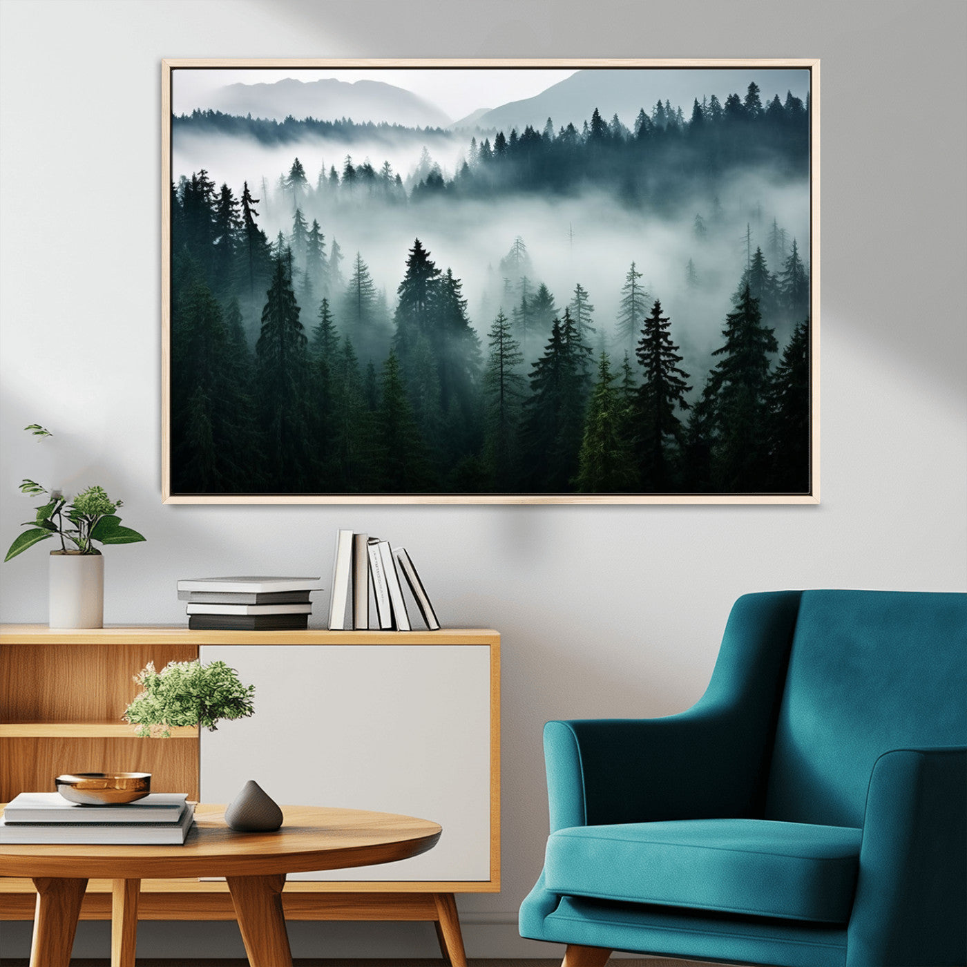 -Captivating Misty Forest Wall Art Canvas, Premium Canvas Print a Foggy and Serene Atmosphere