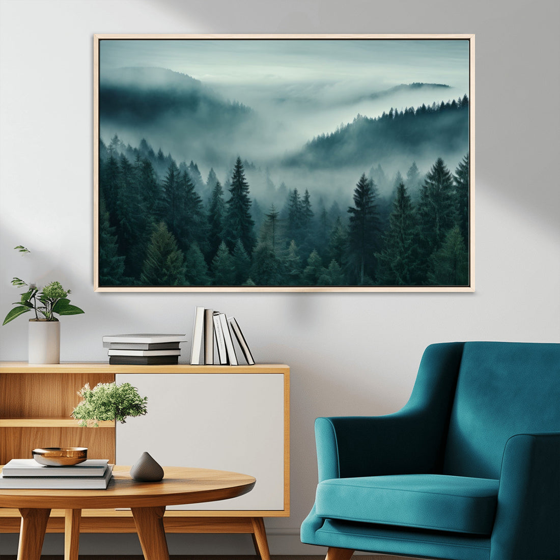 Captivating Misty Foggy Forest Wall Art Premium Canvas Print