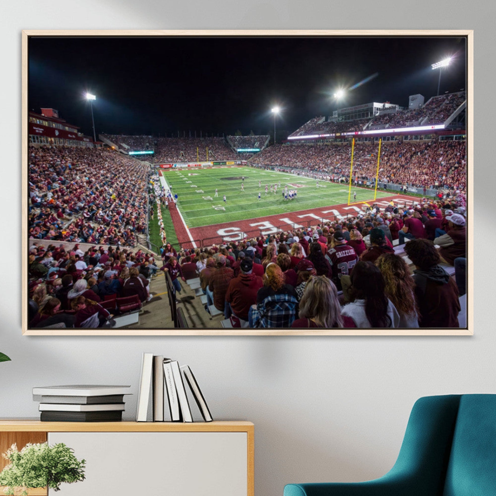 56191-MGV-CV-36X24-American Football Wall Art Canvas Print Framed Stadium Sport Wall Art Print Iconic Game Day Decor for Home, Office