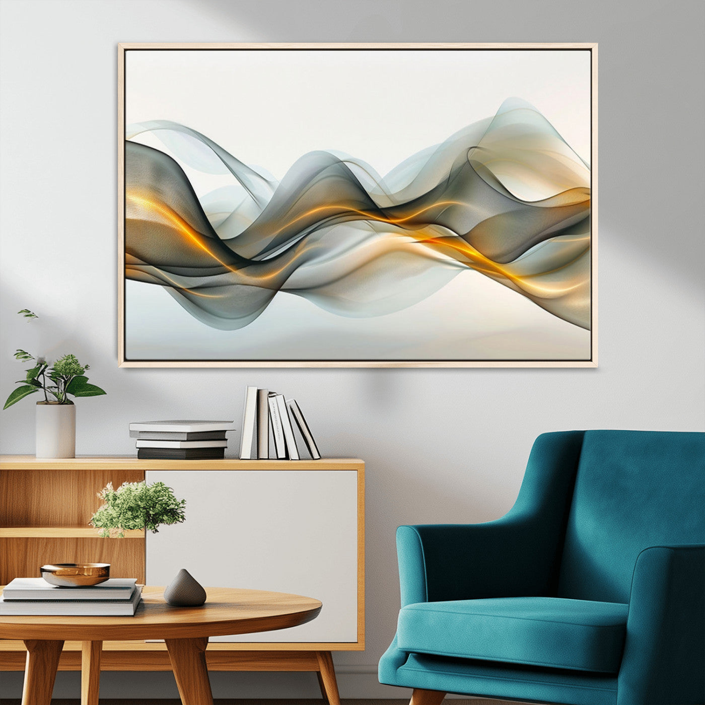 ES1001-MGV-CV-36X24-Abstract Wave Canvas Wall Art – Fluid Contemporary Elegance in Motion – Ready to Hang