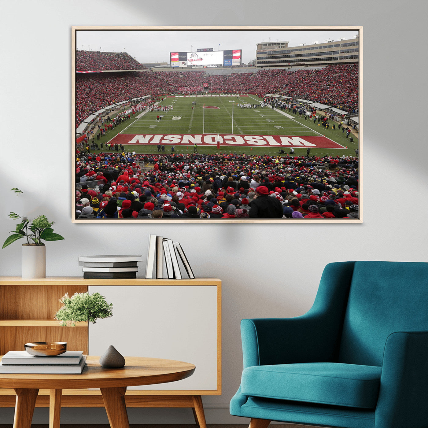 23461-MGV-CV-36X24-Wisconsin Badgers Team Print Canvas - Madison Camp Randall Stadium Wall Art Canvas Print