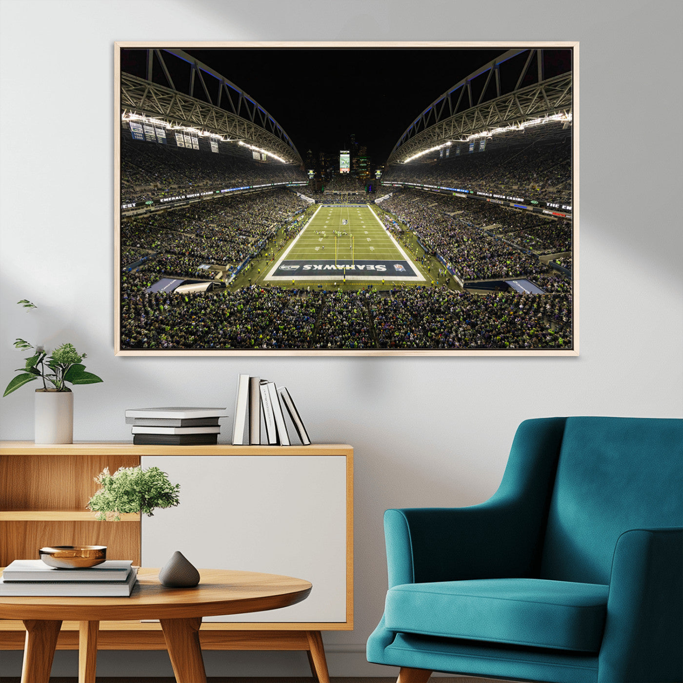 81900-MGV-CV-36X24-Seattle Seahawks Football Team Print Wall Art - Seattle Century Link Field Stadium Wall Art Canvas