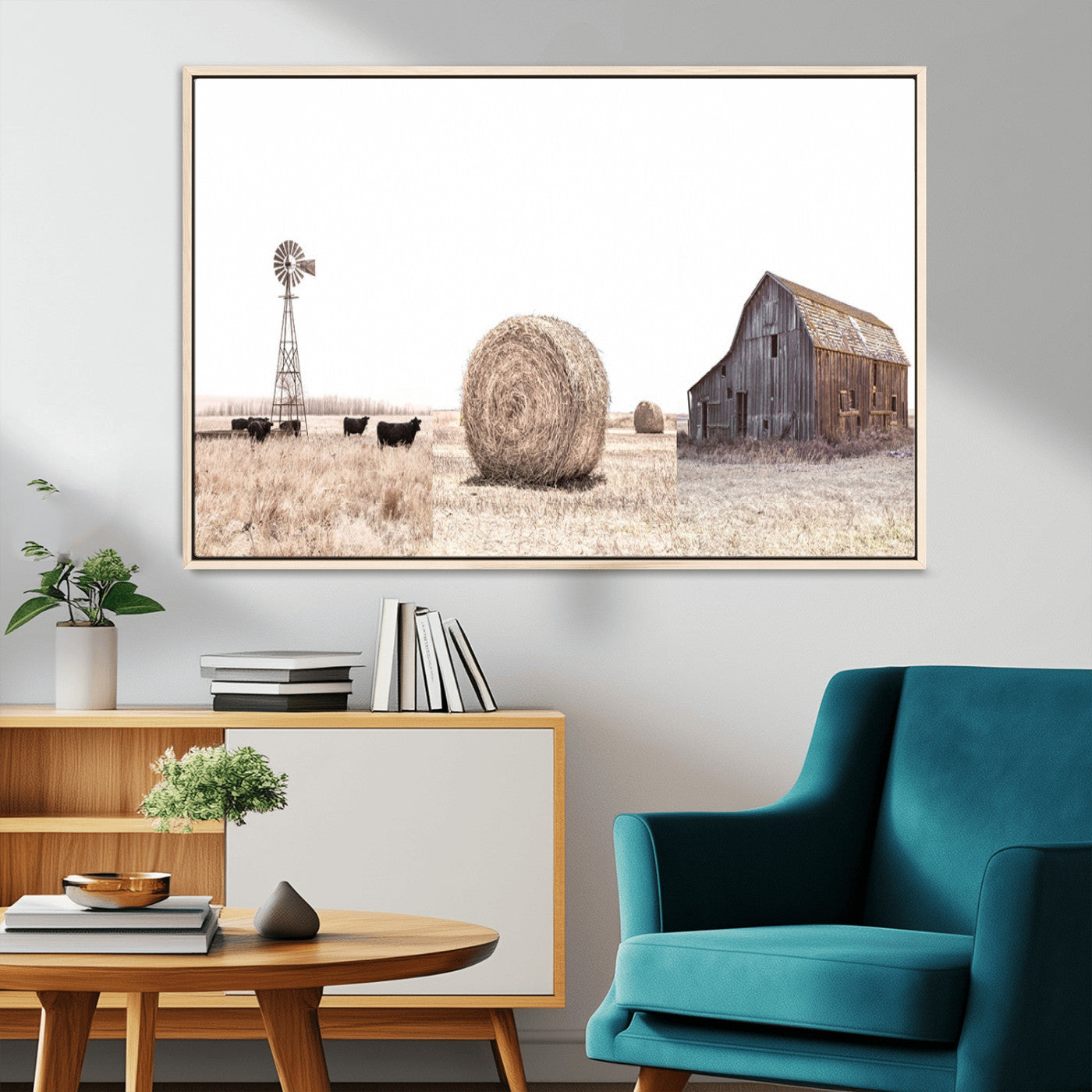 30918-MGV-CV-36X24-Rustic Farmhouse Wall Art Set of 3 – Country Barn and Wheat Field | Farm Prints for Country Home and