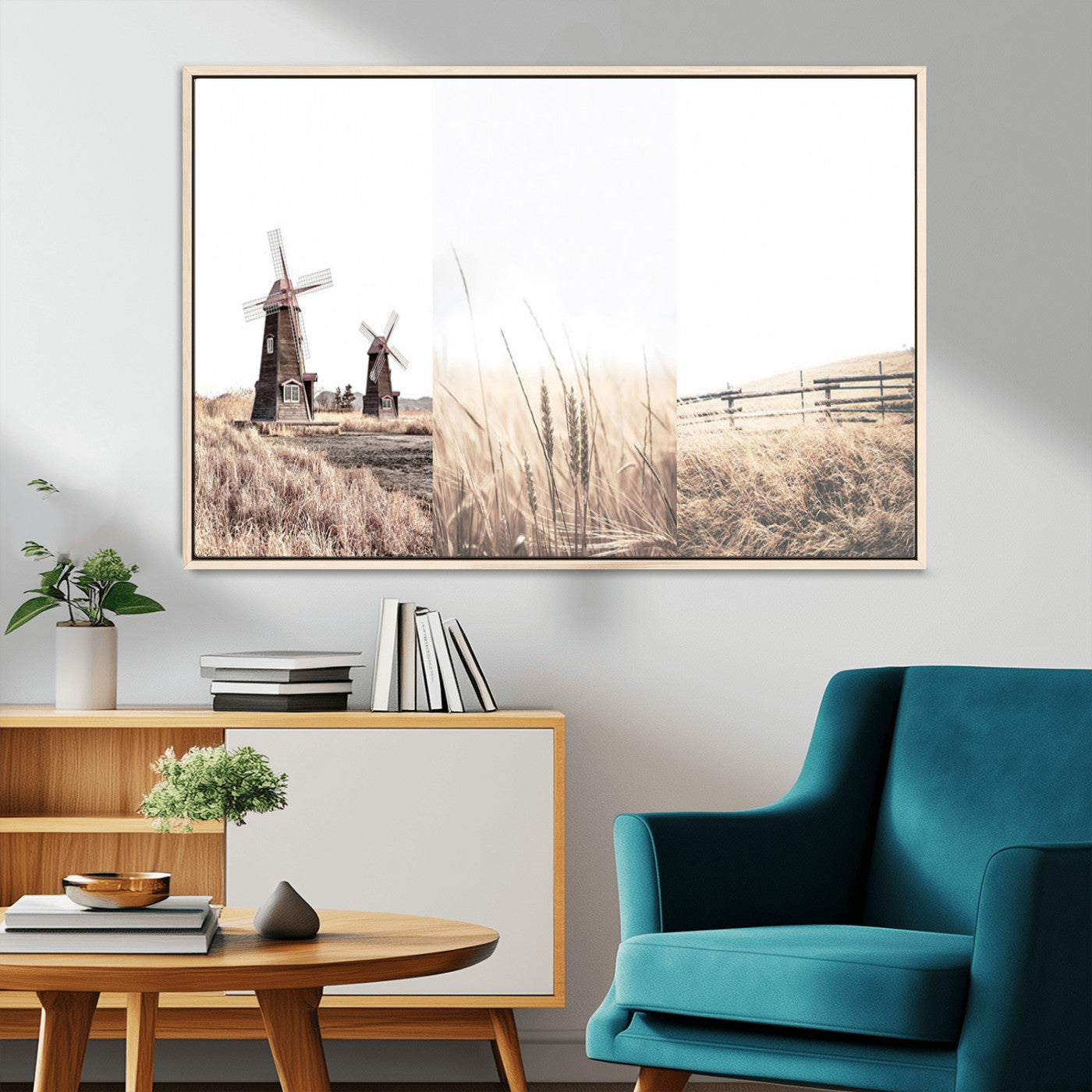 56649-MGV-CV-36X24-Farm Prints Set, Set of 3 Farmhouse Wall Art, Country House Decor, Barn Print, Wheat Print,