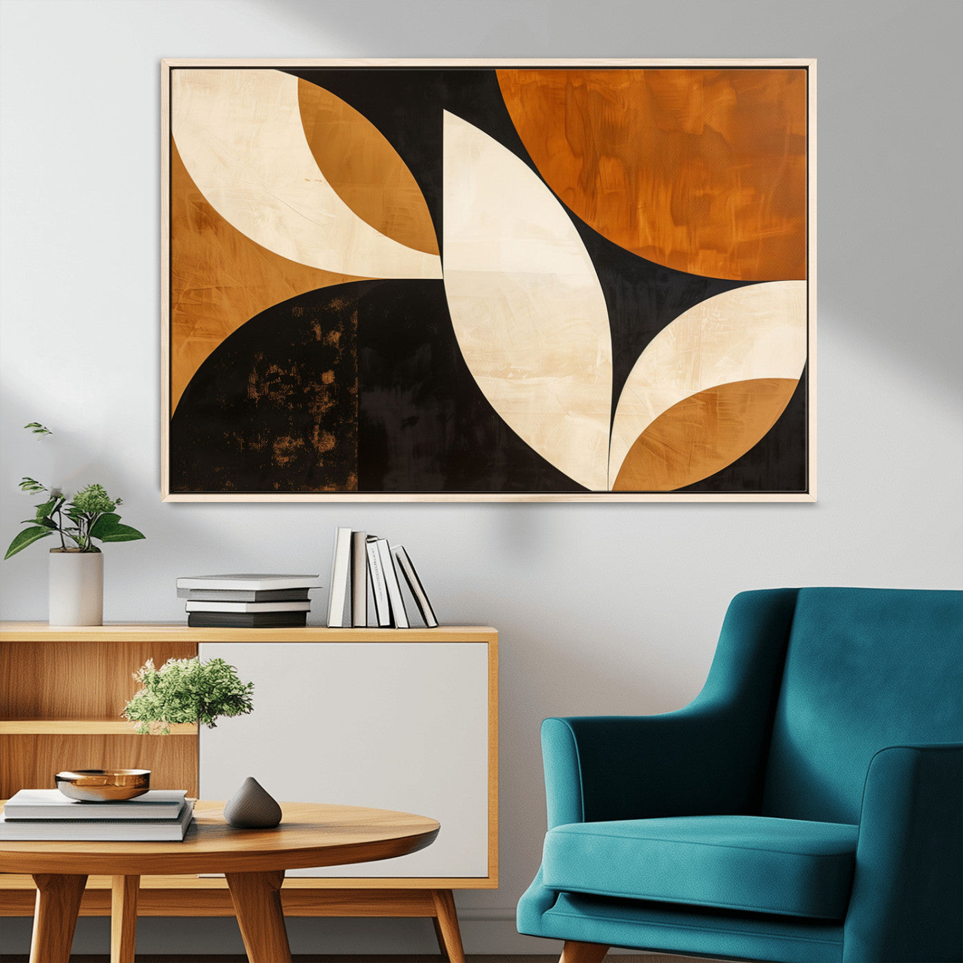 21251-MGV-CV-36X24-Geometric Abstract Wall Art Canvas Print, Mid Century Modern Wall Art Print