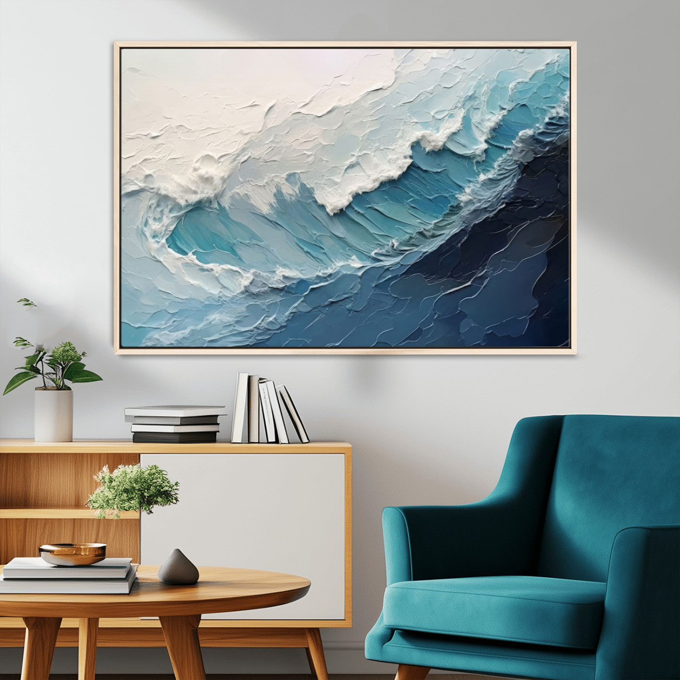 23887-MGV-CV-36X24-Ocean Wave Canvas Wall Art Print – Coastal Living Room Large Ocean Wave Seascape Wall Art for Home, Office, Living Room