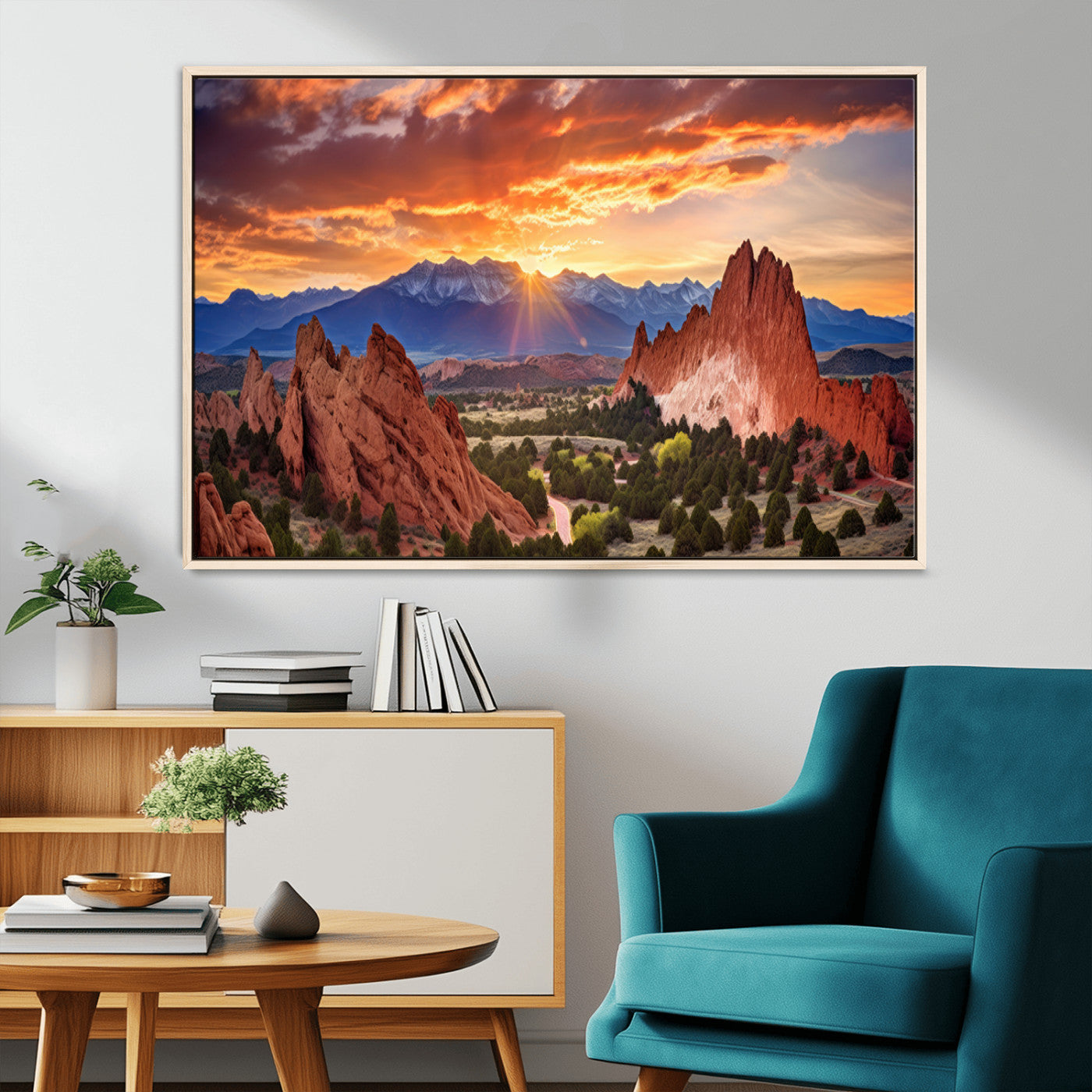 38182-MGV-CV-36X24-Rocky Mountains Sunset Wall Art Canvas Print – Ready to Hang, Framed Colorado Landscape