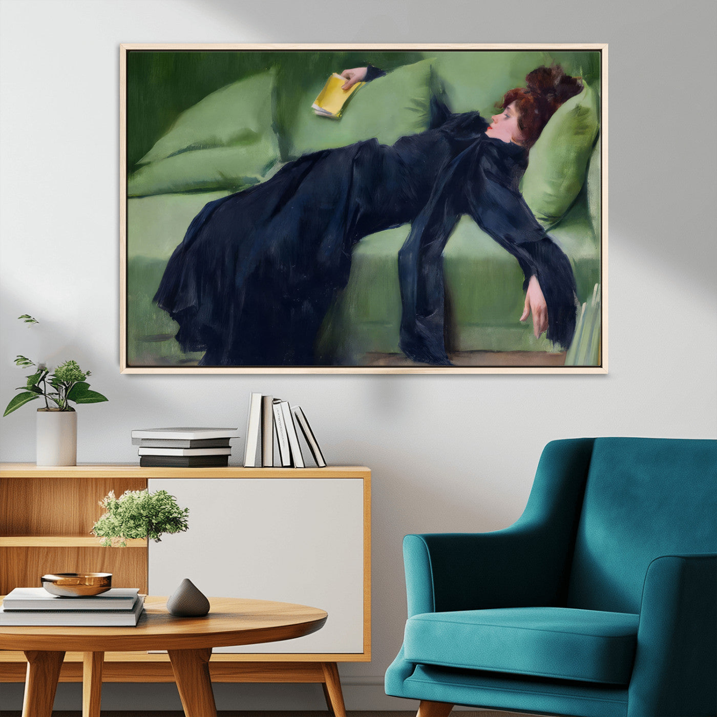 17725-MGV-CV-36X24-Decadent Girl by Ramon Casas Wall Art Canvas Print, Framed Decadent Girl Canvas Print