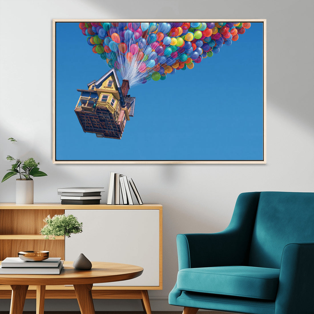 Carl Fredricksen, Up Movie Wall Art, Air Balloons for Kids Room | Extra Large 3 Piece Canvas Wall Art