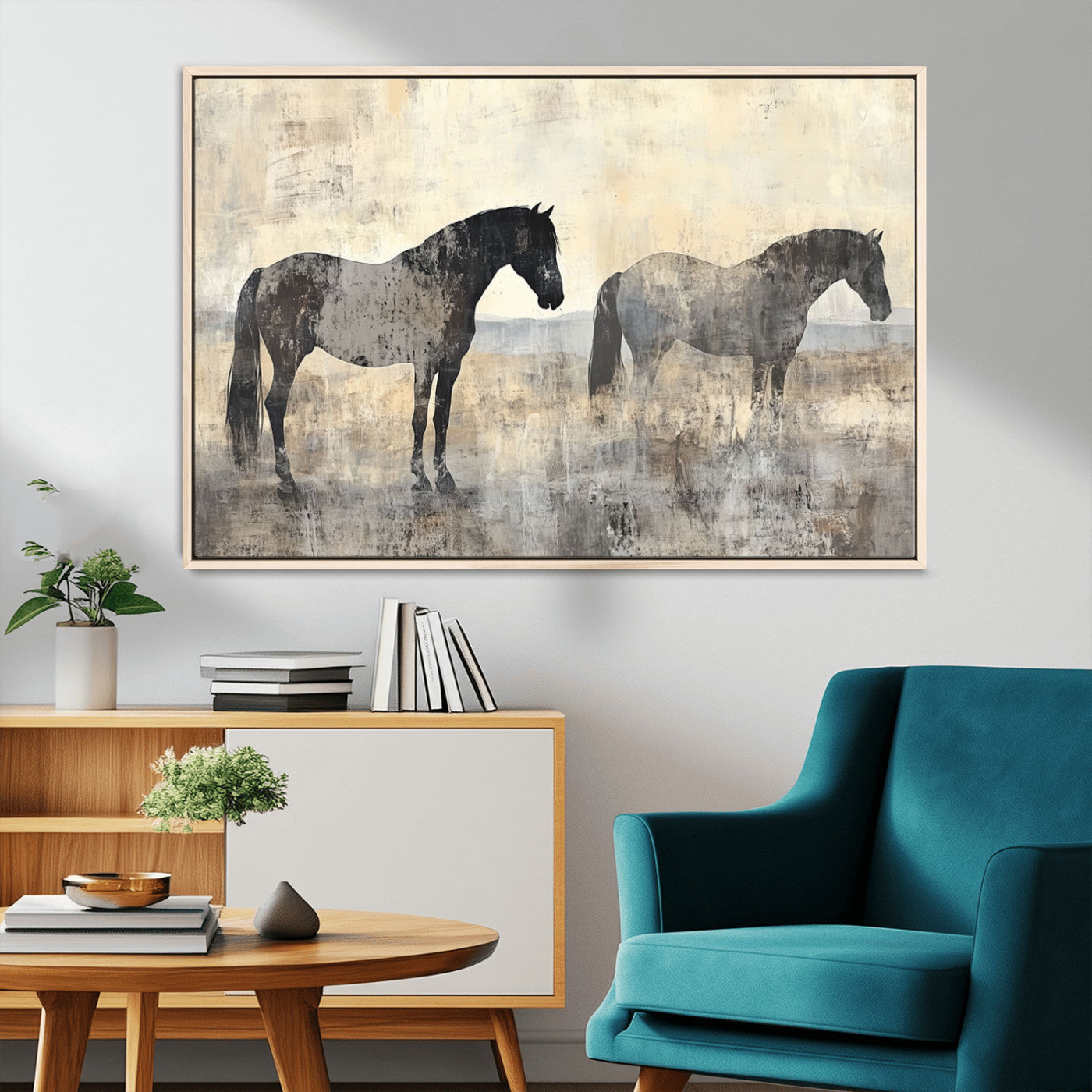 -Vintage Horses Wall Art Canvas Print