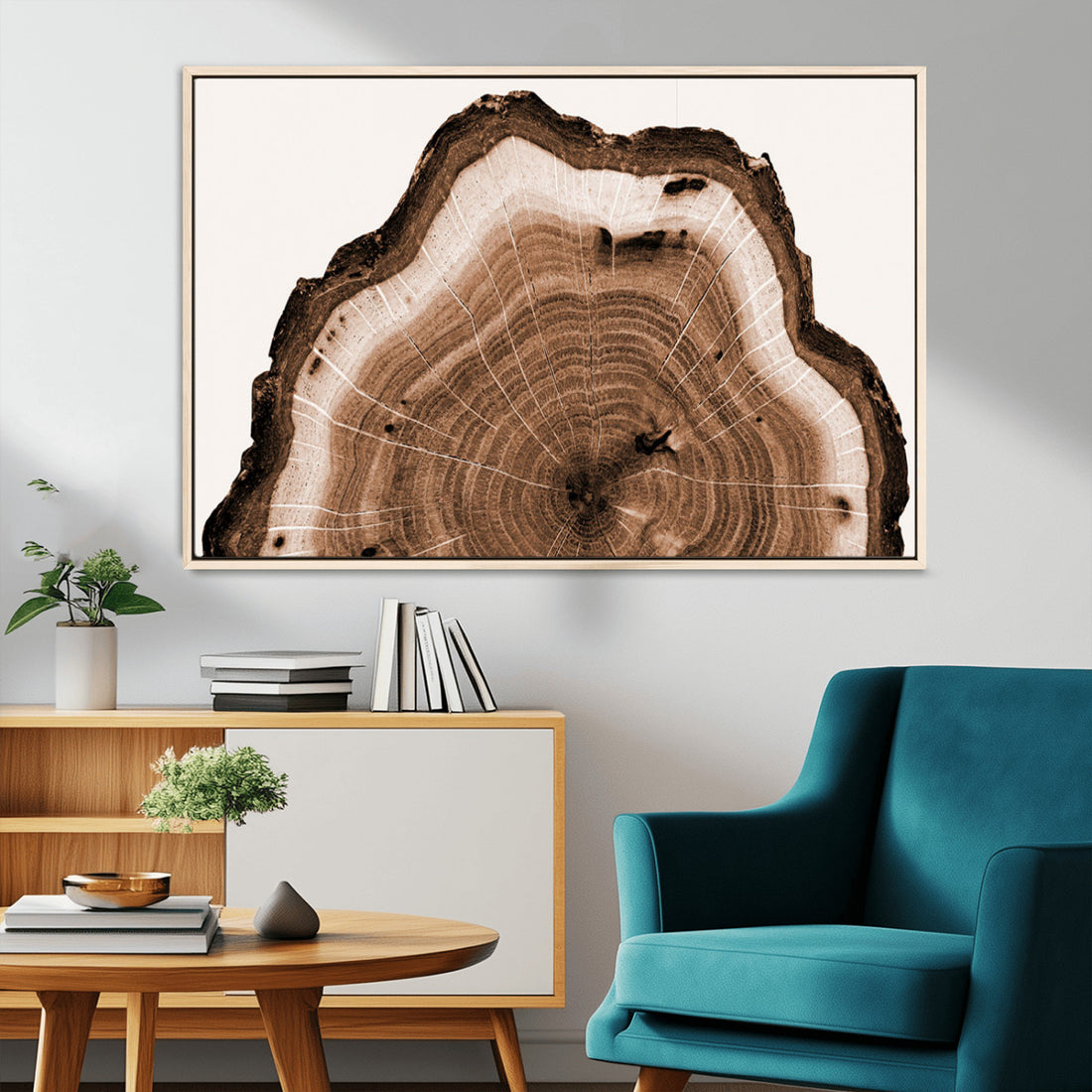 Rustic Wood Rings Wall Art, Nature-Inspired Tree Ring Canvas Print