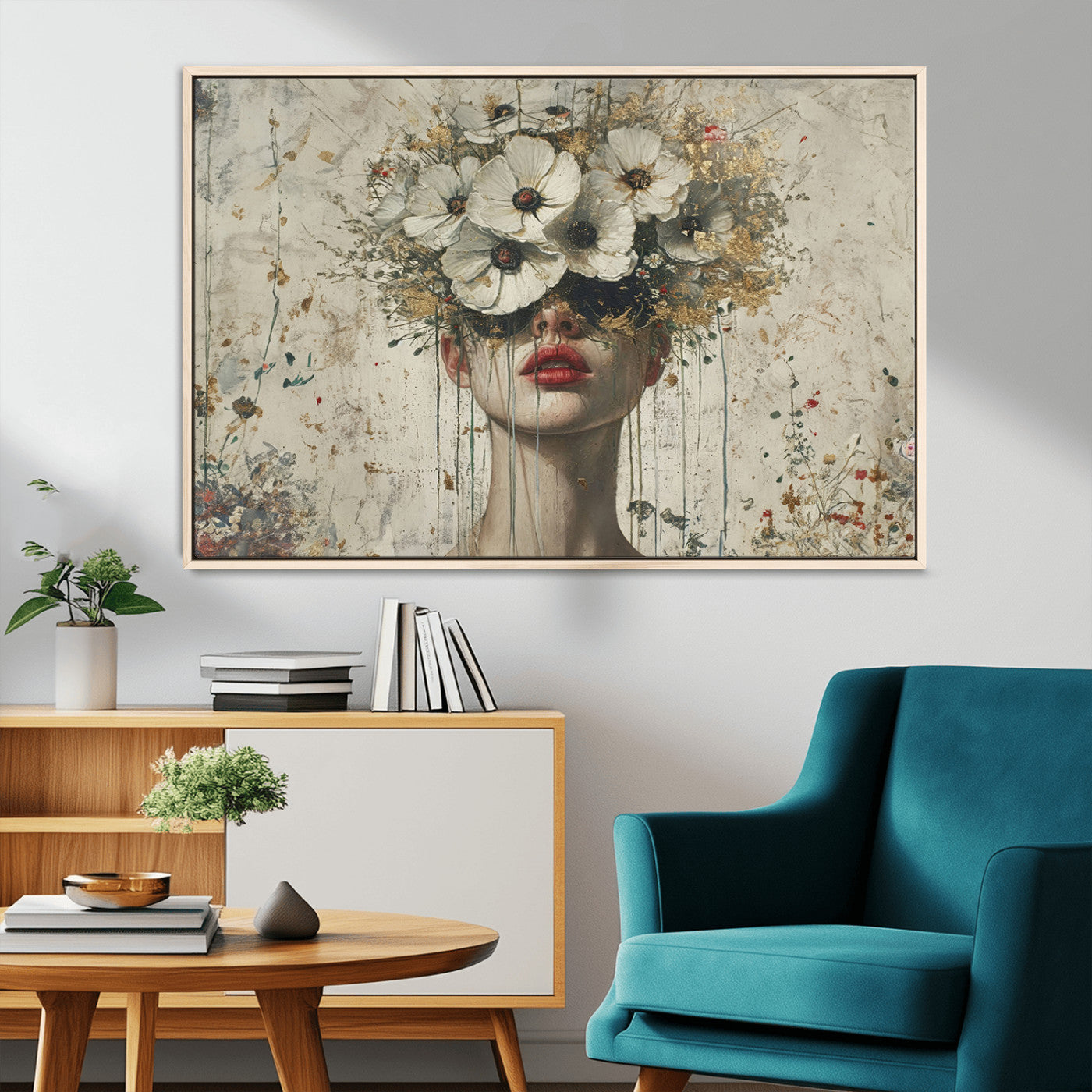 72759-MGV-CV-36X24-Abstract Floral Women Patel Wall Art Canvas Print