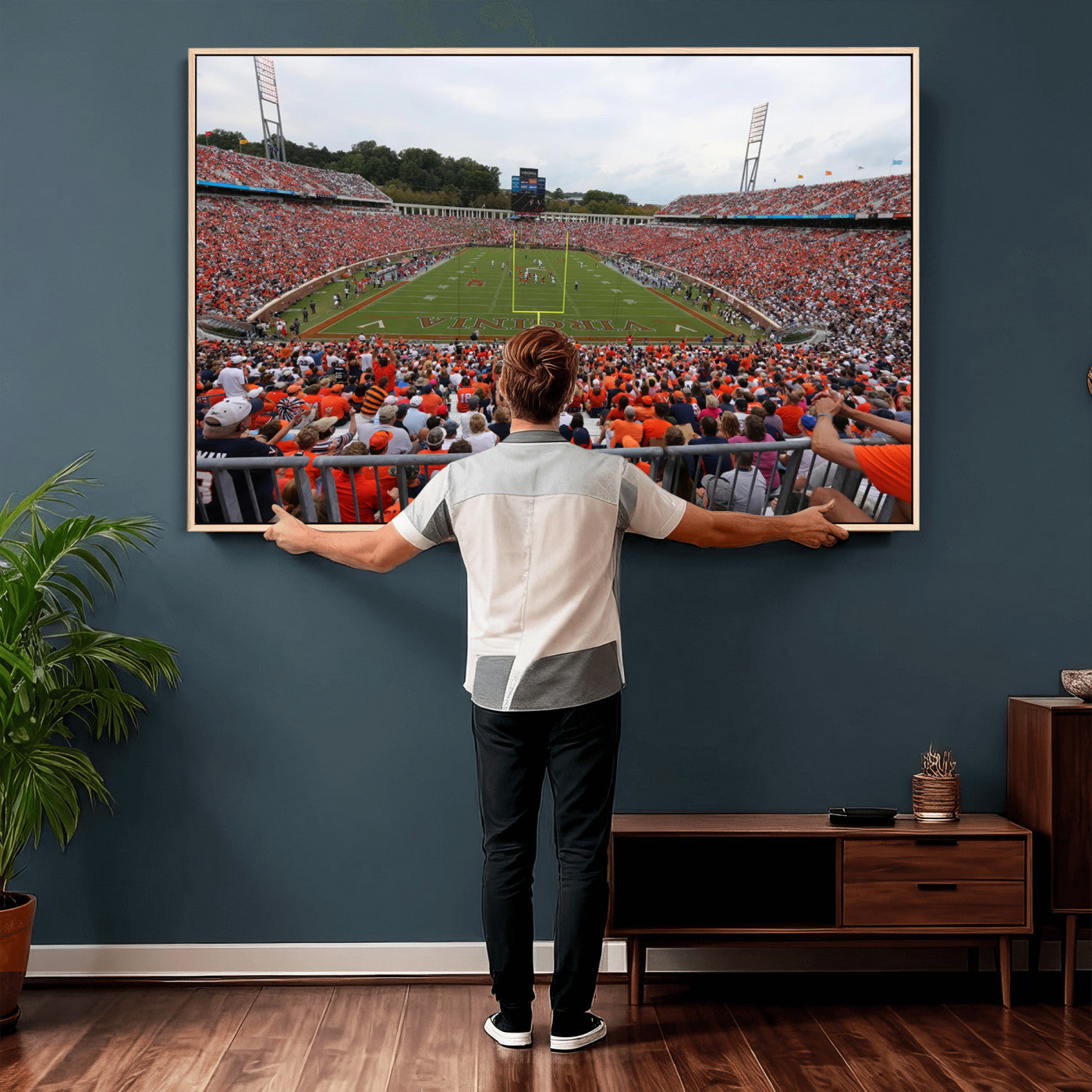 63606-MGV-CV-36X24 - Virginia Cavaliers Football Team Print - Charlottesville Scott Stadium Print Wall Art Canvas