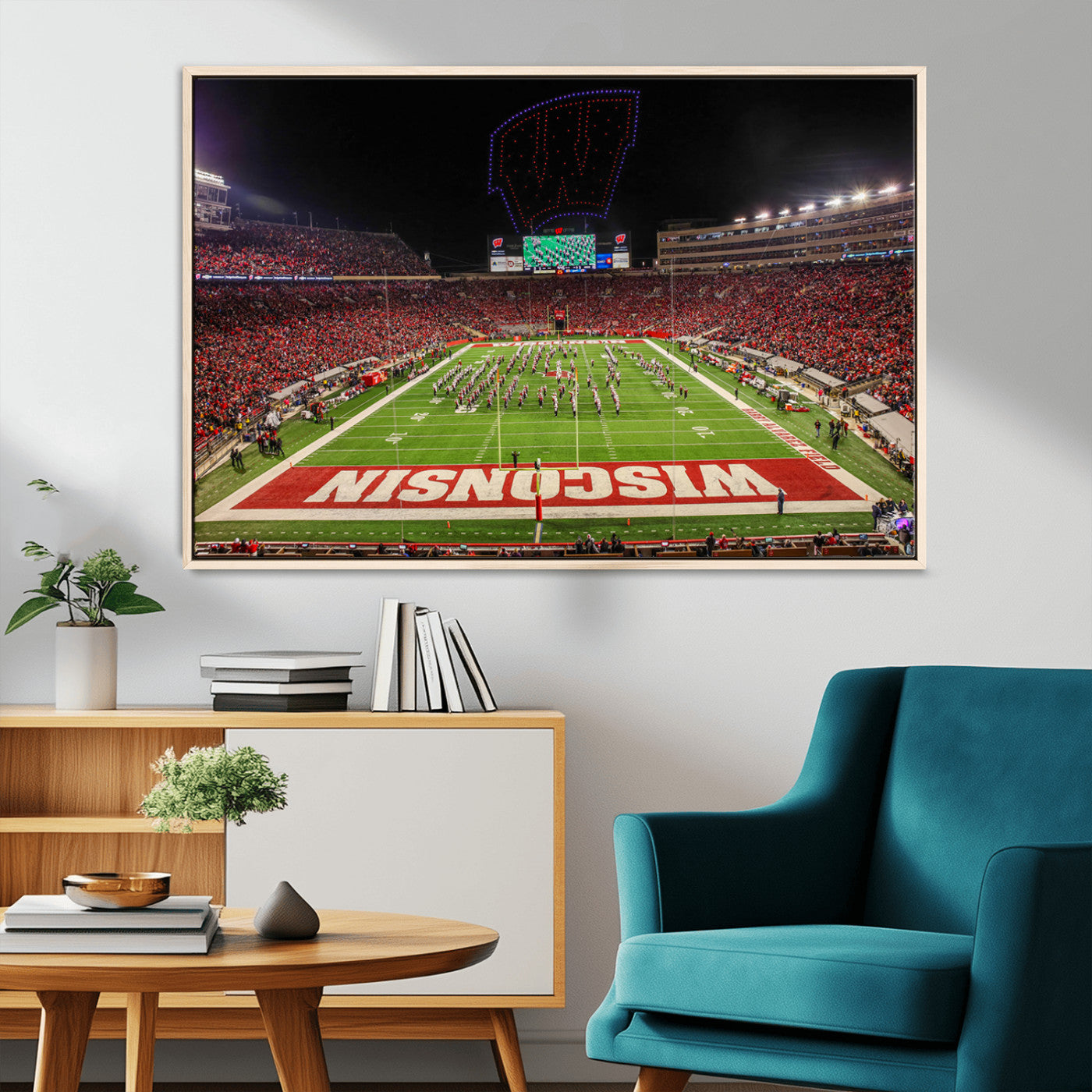 34125-MGV-CV-36X24-Wisconsin Badgers Football Team Print Canvas- Madison Camp Randall Stadium Wall Art Canvas Print