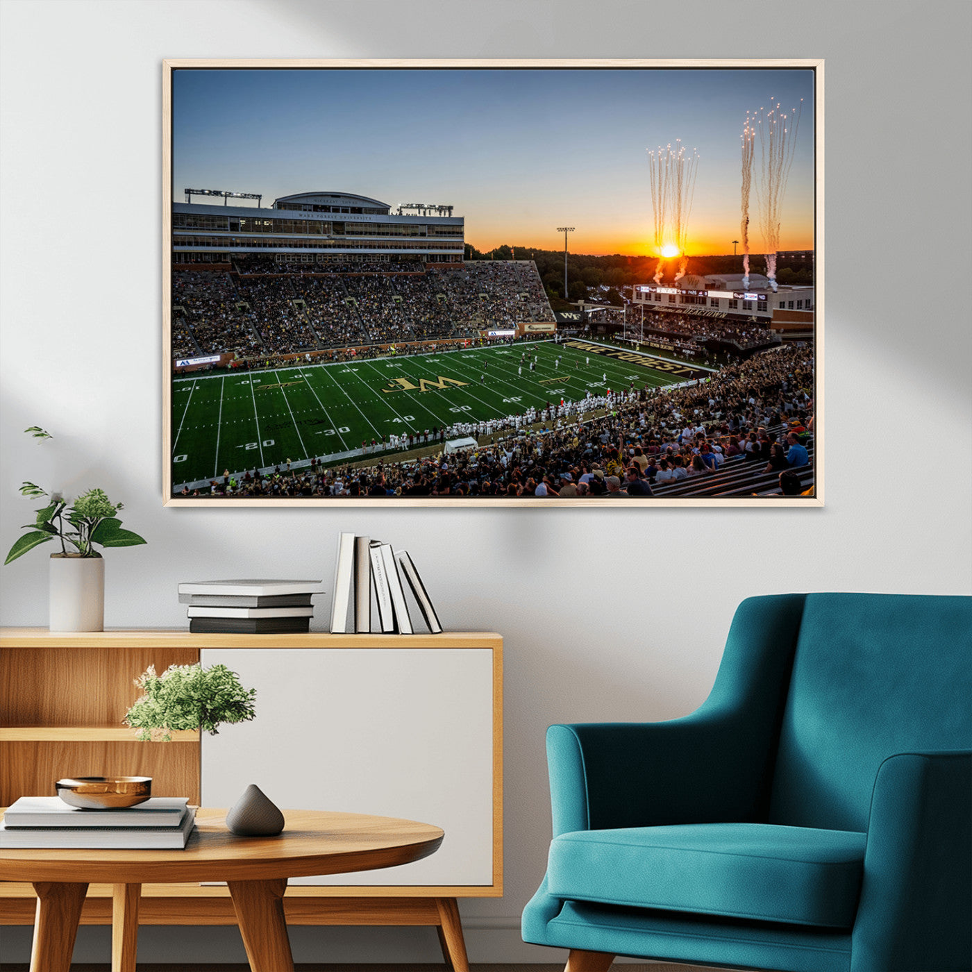 29253-MGV-CV-36X24-Demon Deacons Football Team Print Canvas- Winston-Salem Allegacy Federal Credit Union Stadium Wall