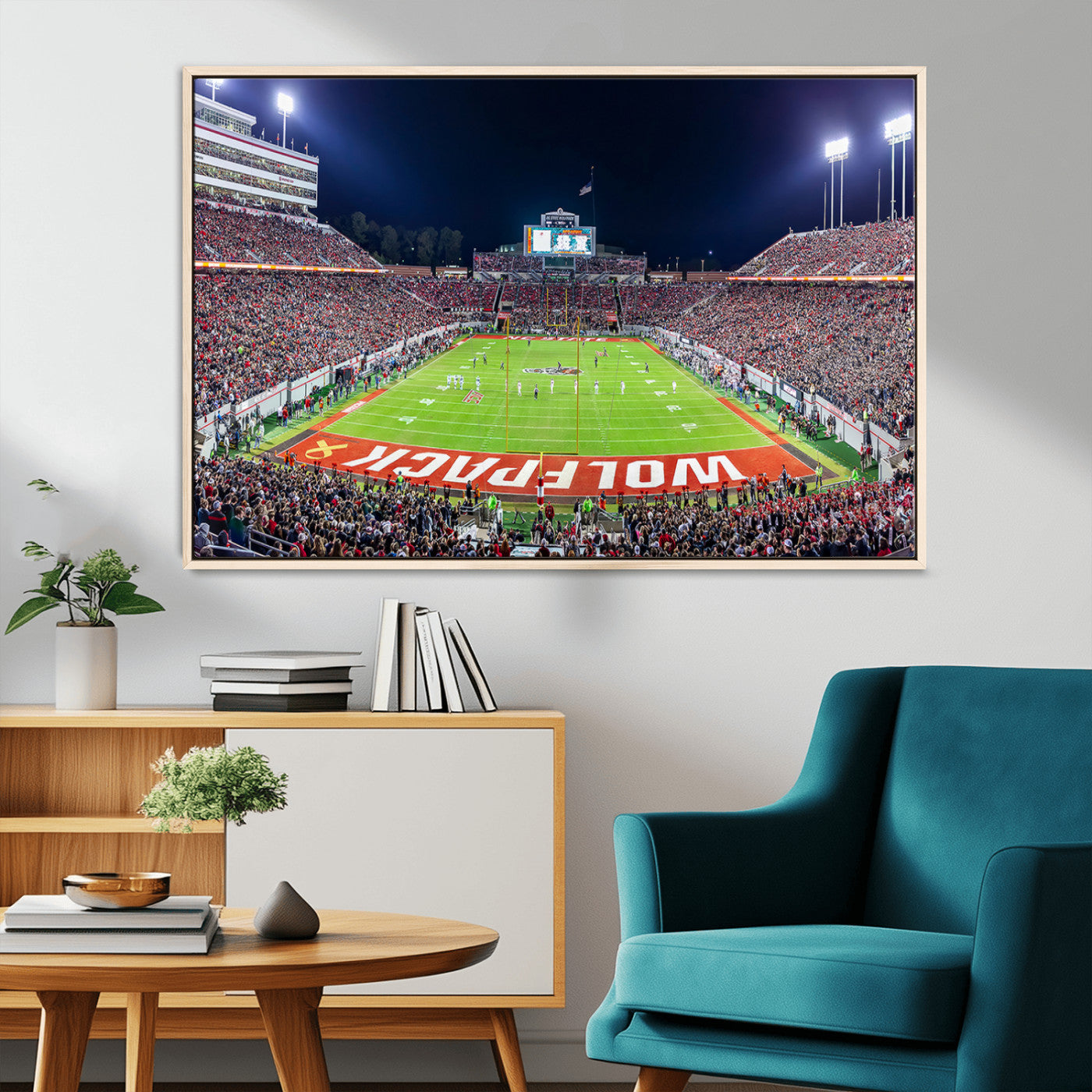80943-MGV-CV-36X24-Wolfpack Football Team Print - Raleigh Carter-Finley Stadium Wall Art Canvas Print