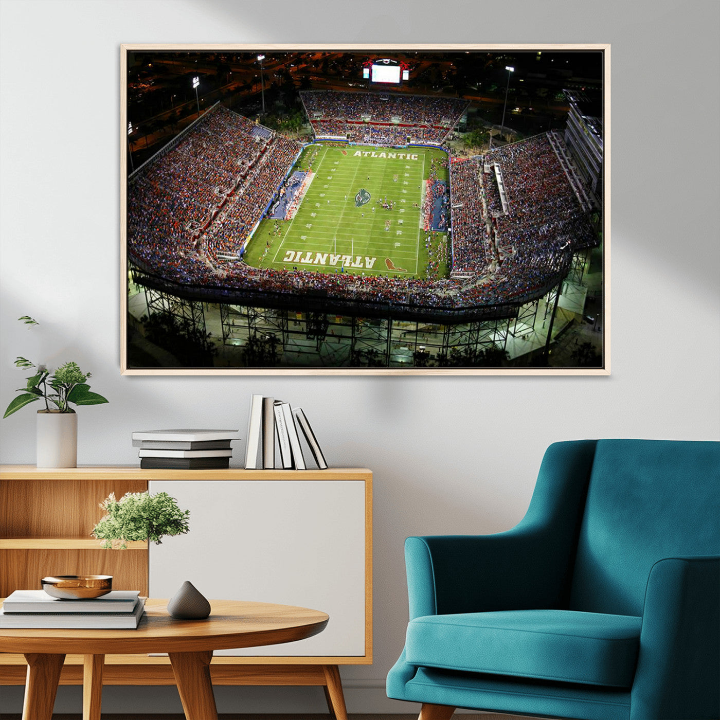 -Florida Atlantic University Owls Football Team Print - Boca Raton FAU Stadium Wall Art Canvas Print