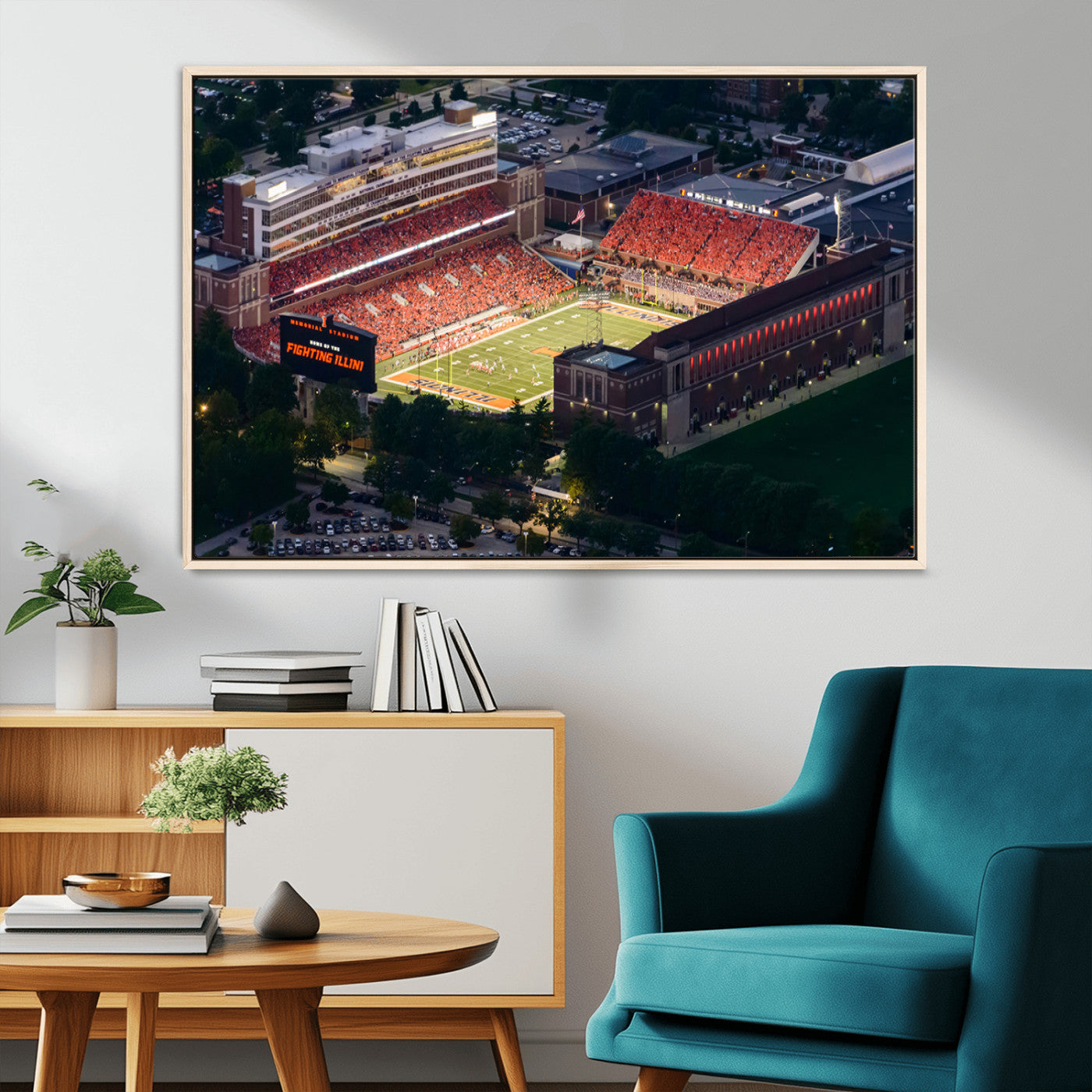 -University of Illinois Fighting Illini Football Team Print - Champaign Illinois Memorial Stadium