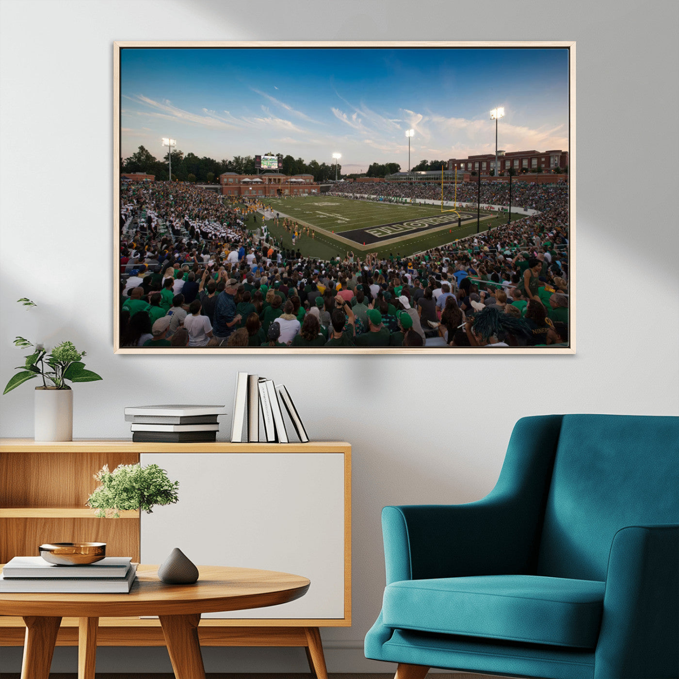 12290-MGV-CV-36X24-University of Charlotte 49ers Football Team Print - Charlotte Jerry Richardson Stadium Wall Art