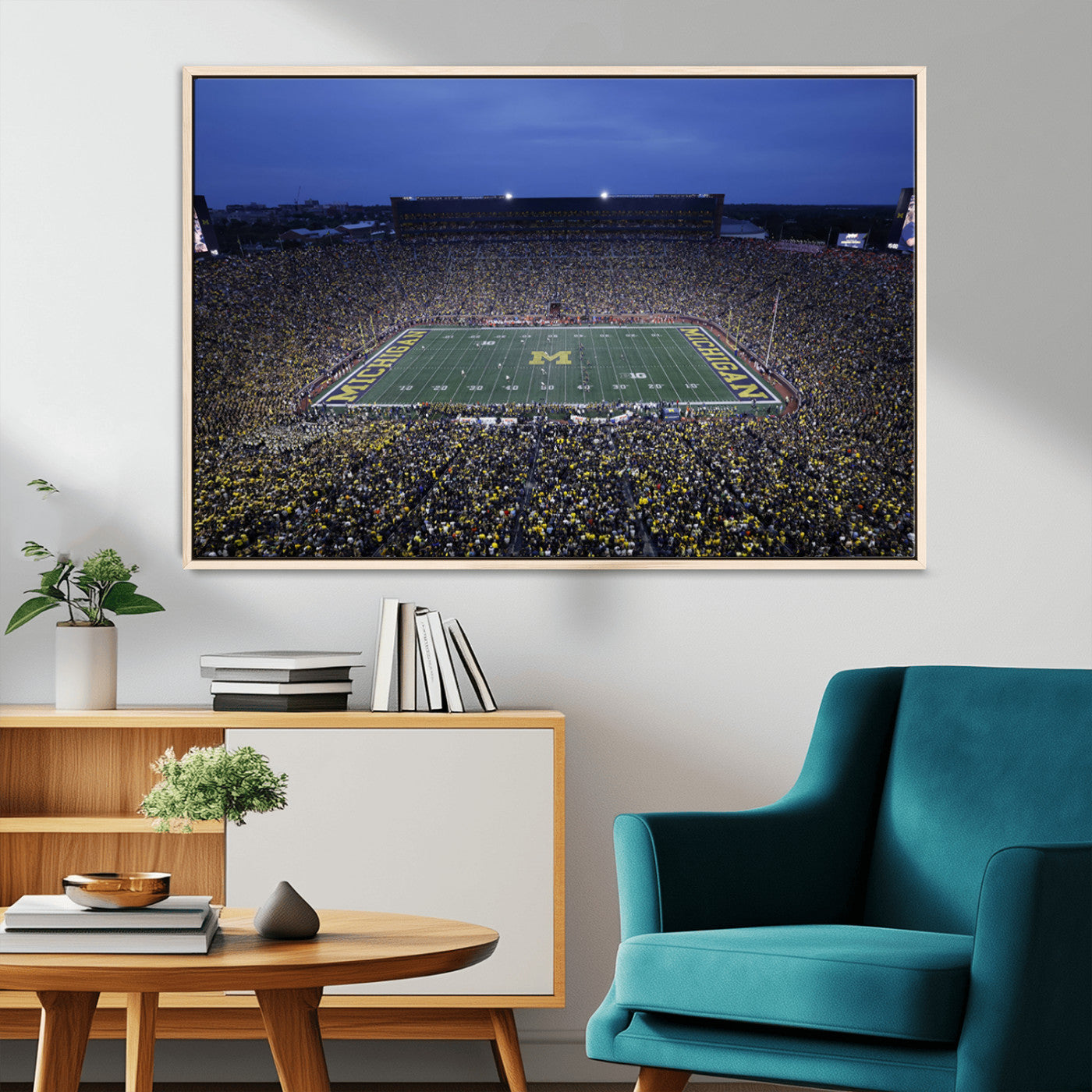 34202-MGV-CV-36X24-University of Michigan Wolverines Football Team Print - Ann Arbor Michigan Stadium Wall Art Canvas