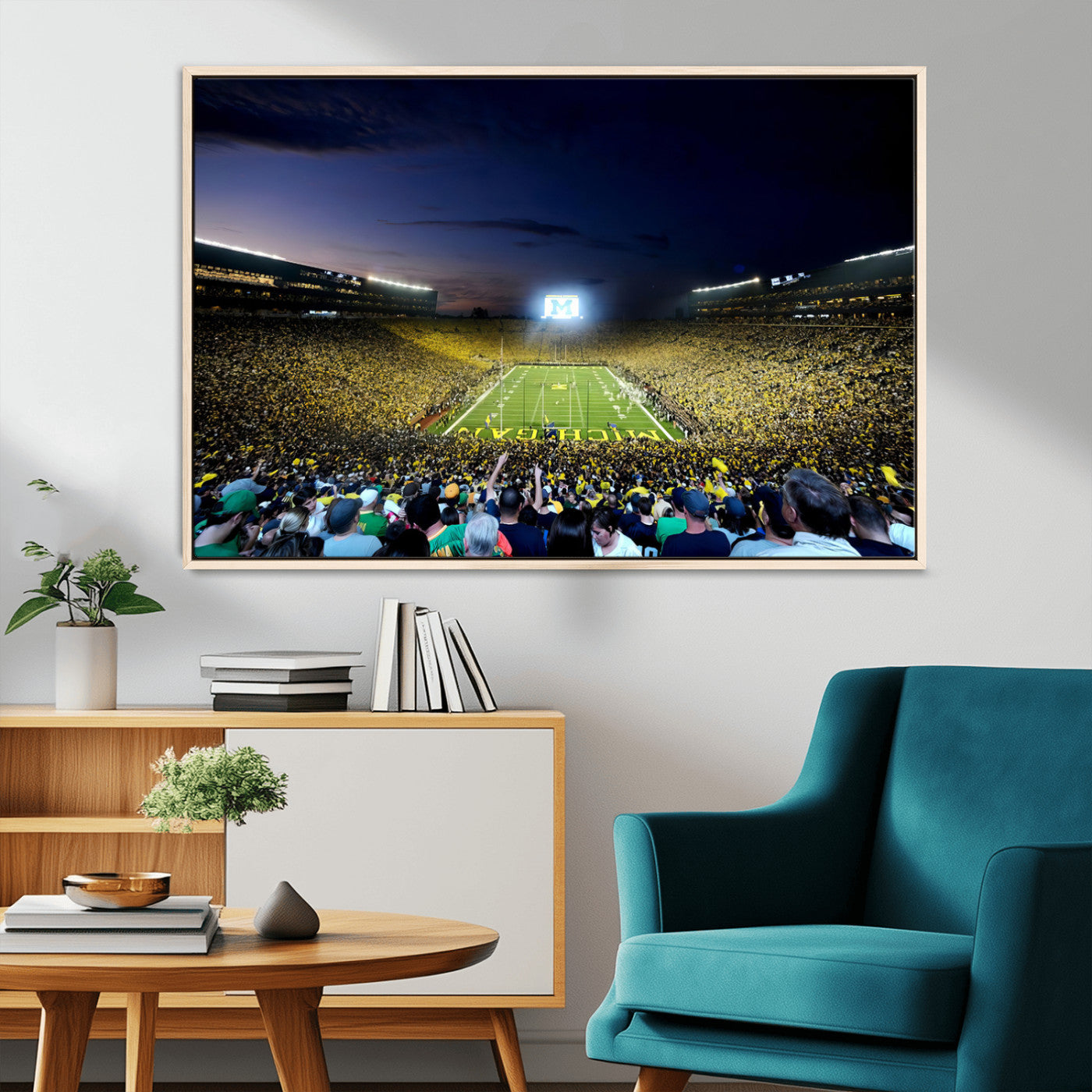 22115-MGV-CV-36X24-University of Michigan Wolverines Football Team Print - Ann Arbor Michigan Stadium Canvas Print
