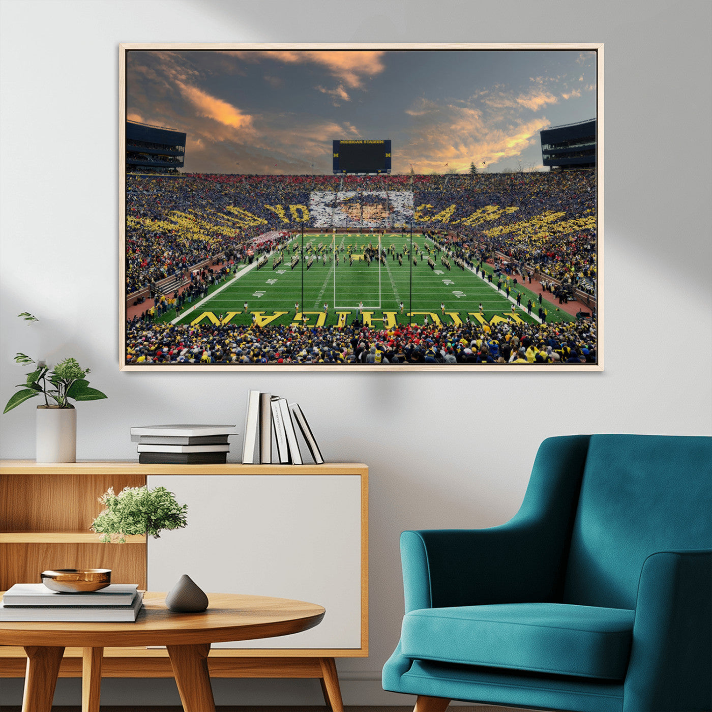 81843-MGV-CV-36X24-University of Michigan Wolverines Print Canvas, Football Team Print - Ann Arbor Michigan Stadium