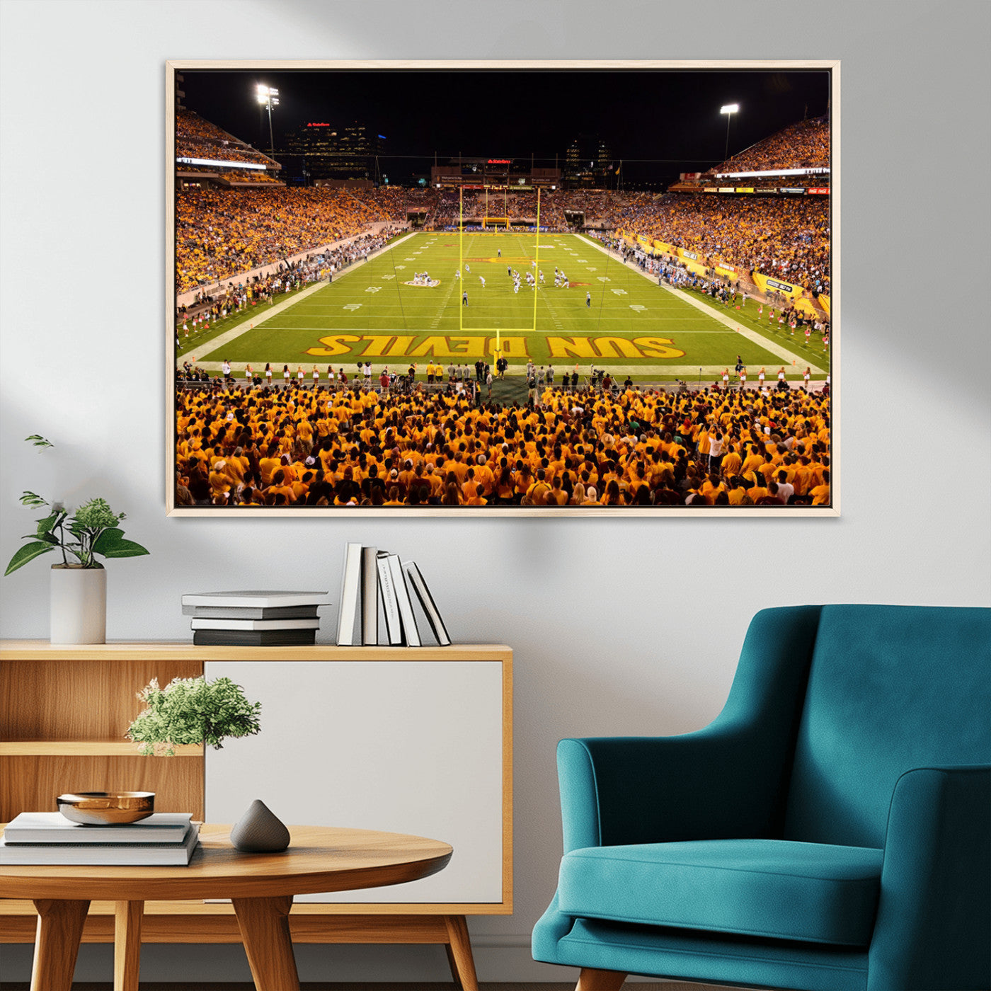 21588-MGV-CV-36X24-ASU Sun Devils Football Team Print - Phoenix Mountain America Stadium Wall Art Canvas Print