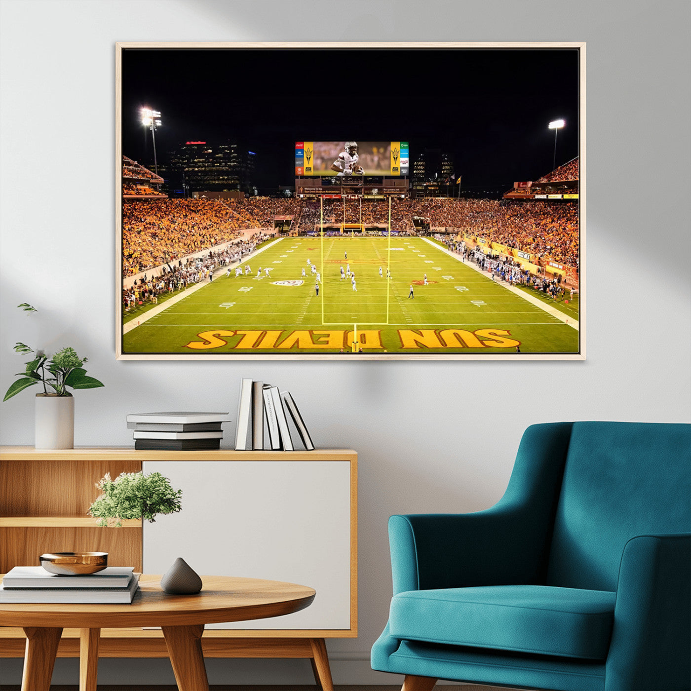 87612-MGV-CV-36X24-ASU Sun Devils Football Team Print - Phoenix Mountain America Stadium Canvas Print