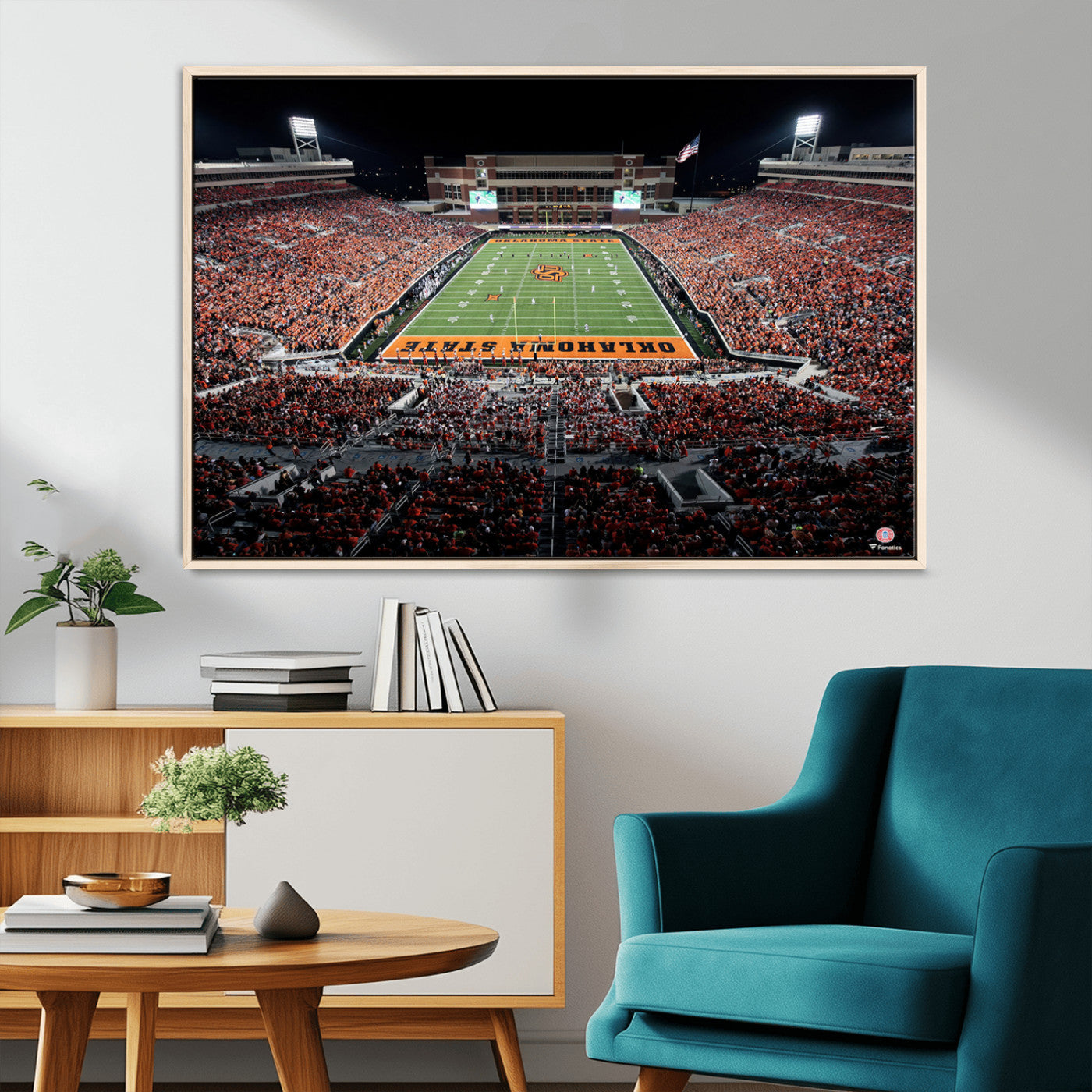81675-MGV-CV-36X24-Boone Pickens Stadium Wall Art Oklahoma State Cowboys Print Framed Sports Canvas Art for Home, Office, Living Room