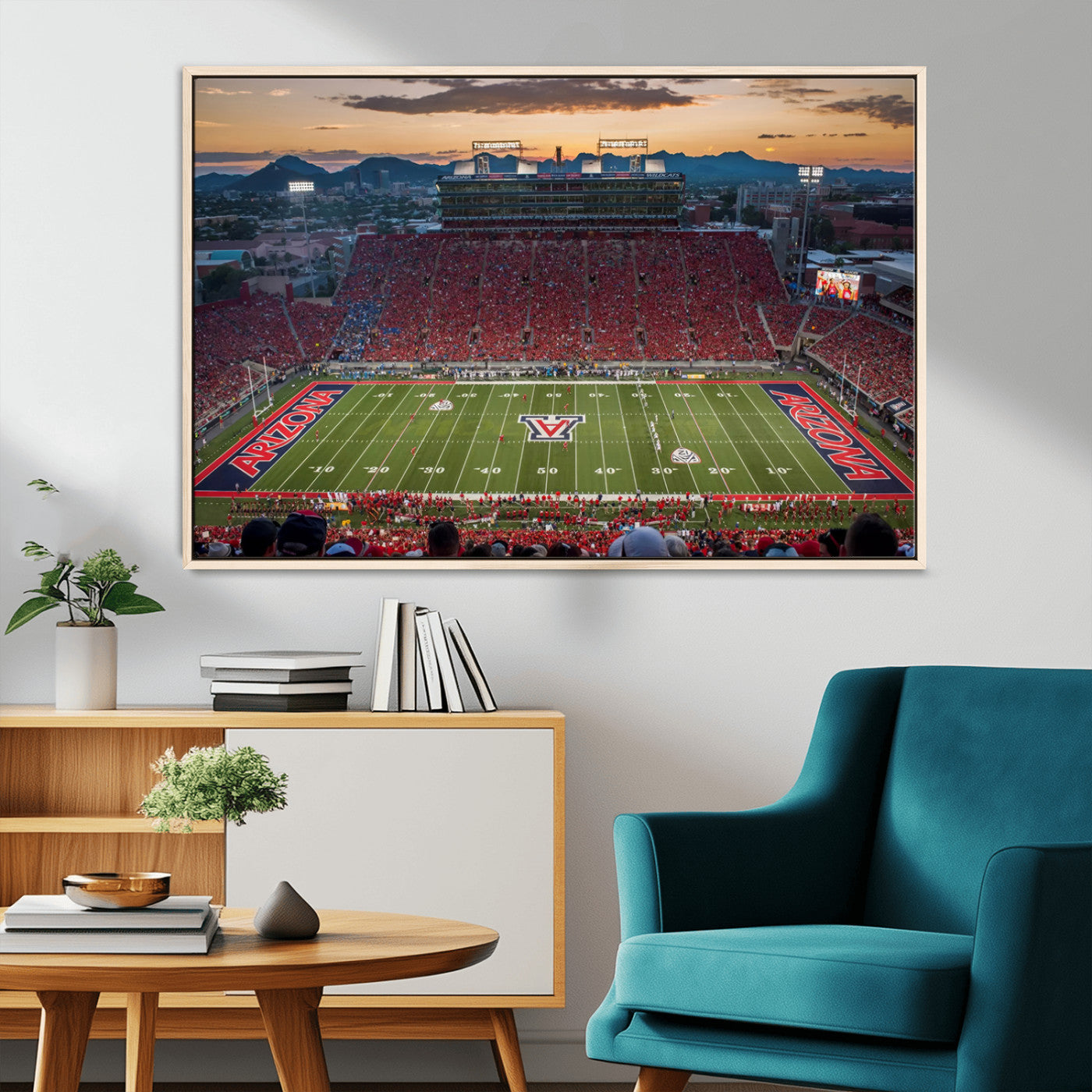 99722-MGV-CV-36X24-Framed Arizona Wildcats Football Team Print - Tucson Arizona Stadium Wall Art Canvas Print