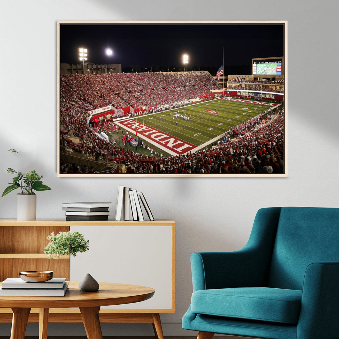 82748-MGV-CV-36X24-Indiana University Hoosiers Football Team Print Canvas - Bloomington Memorial Stadium Wall Art