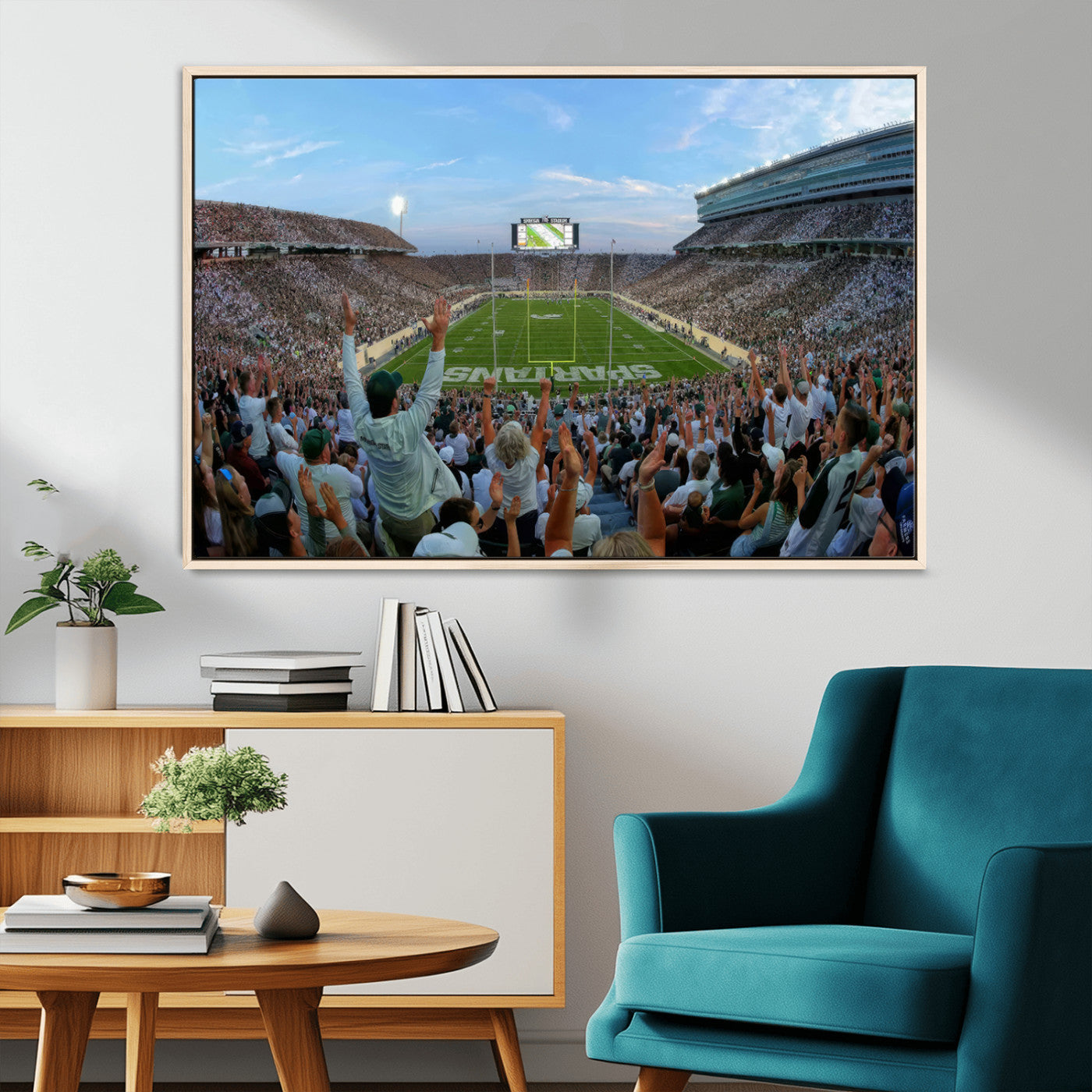 -Michigan State Spartans Football Team Art Print - East Lansing Spartan Stadium Wall Art Canvas Print