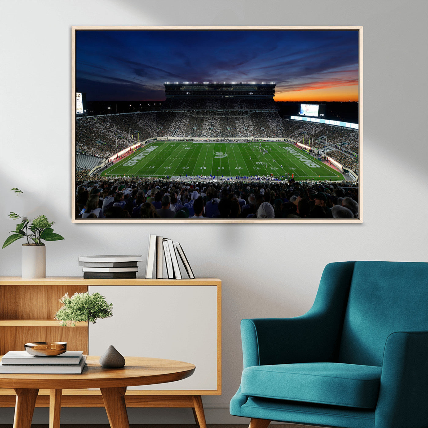 49074-MGV-CV-36X24-Michigan State Spartans Football Team Print - East Lansing Spartan Stadium Canvas Print