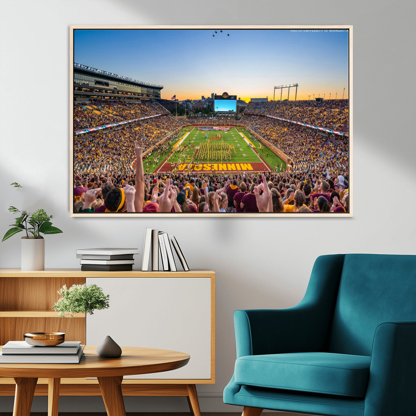 63452-MGV-CV-36X24-University of Minnesota Golden Gophers Football Team Print - Minneapolis Huntington Bank Stadium