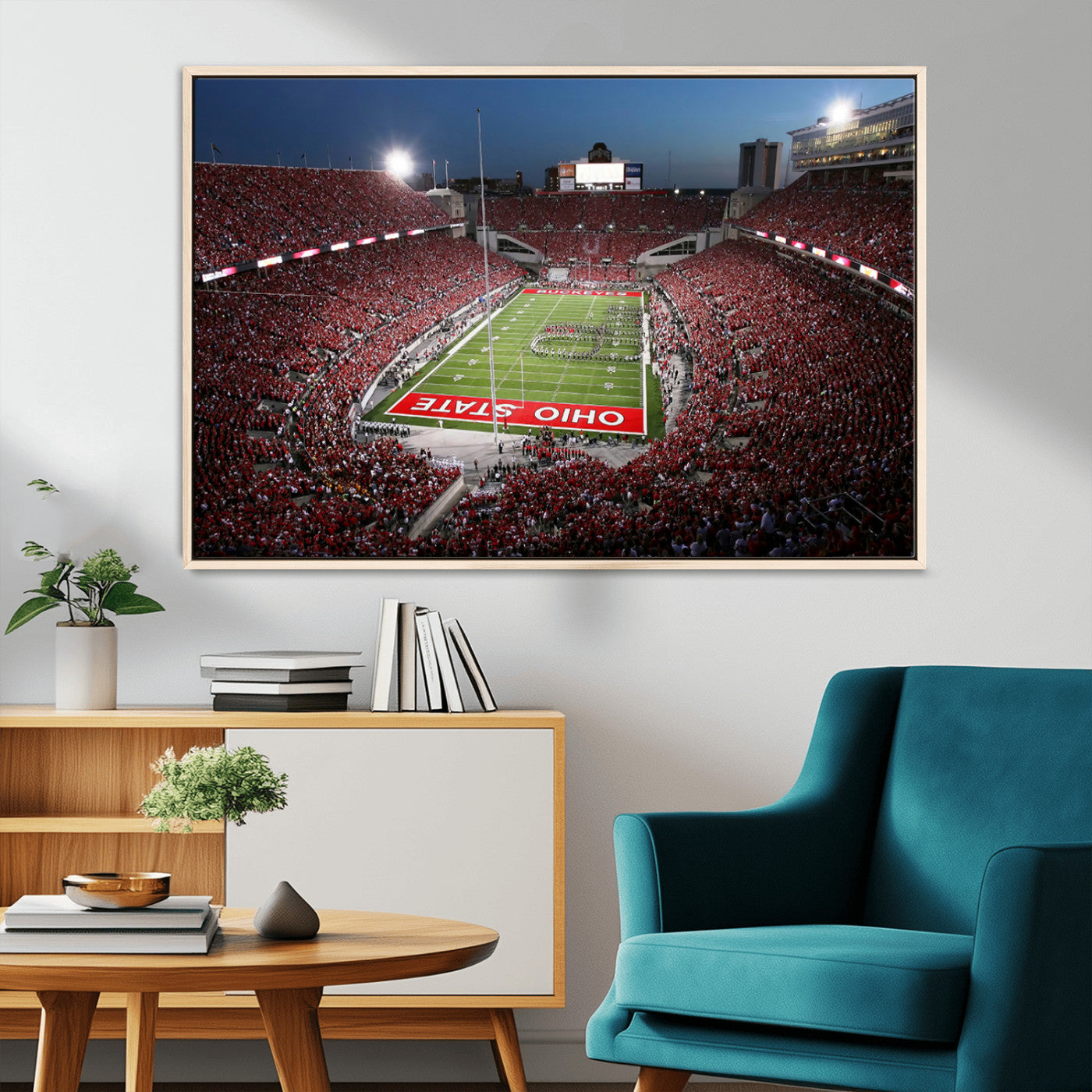 98743-MGV-CV-36X24-Ohio State University Buckeyes Football Team Print - Columbus Ohio Stadium Wall Art Canvas Print