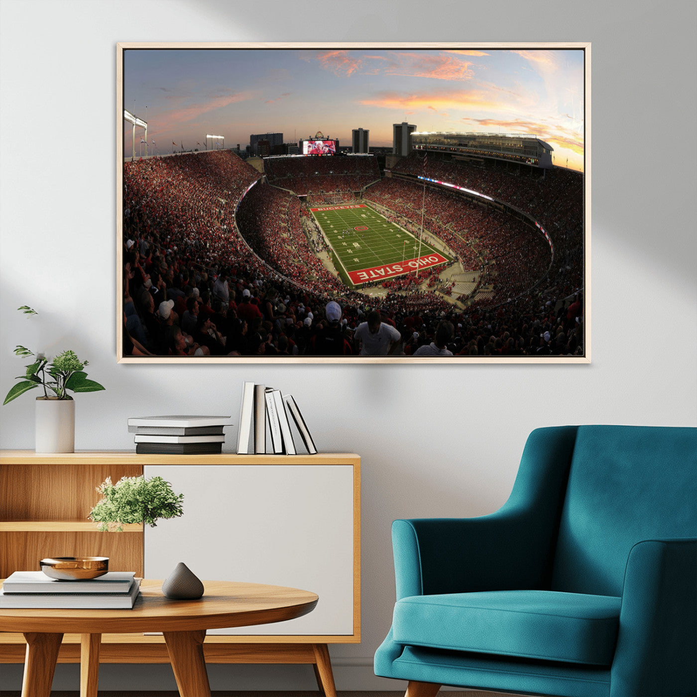 28825-MGV-CV-36X24-Ohio State University Buckeyes Football Team Print - Columbus Ohio Stadium Wall Art Canvas Print