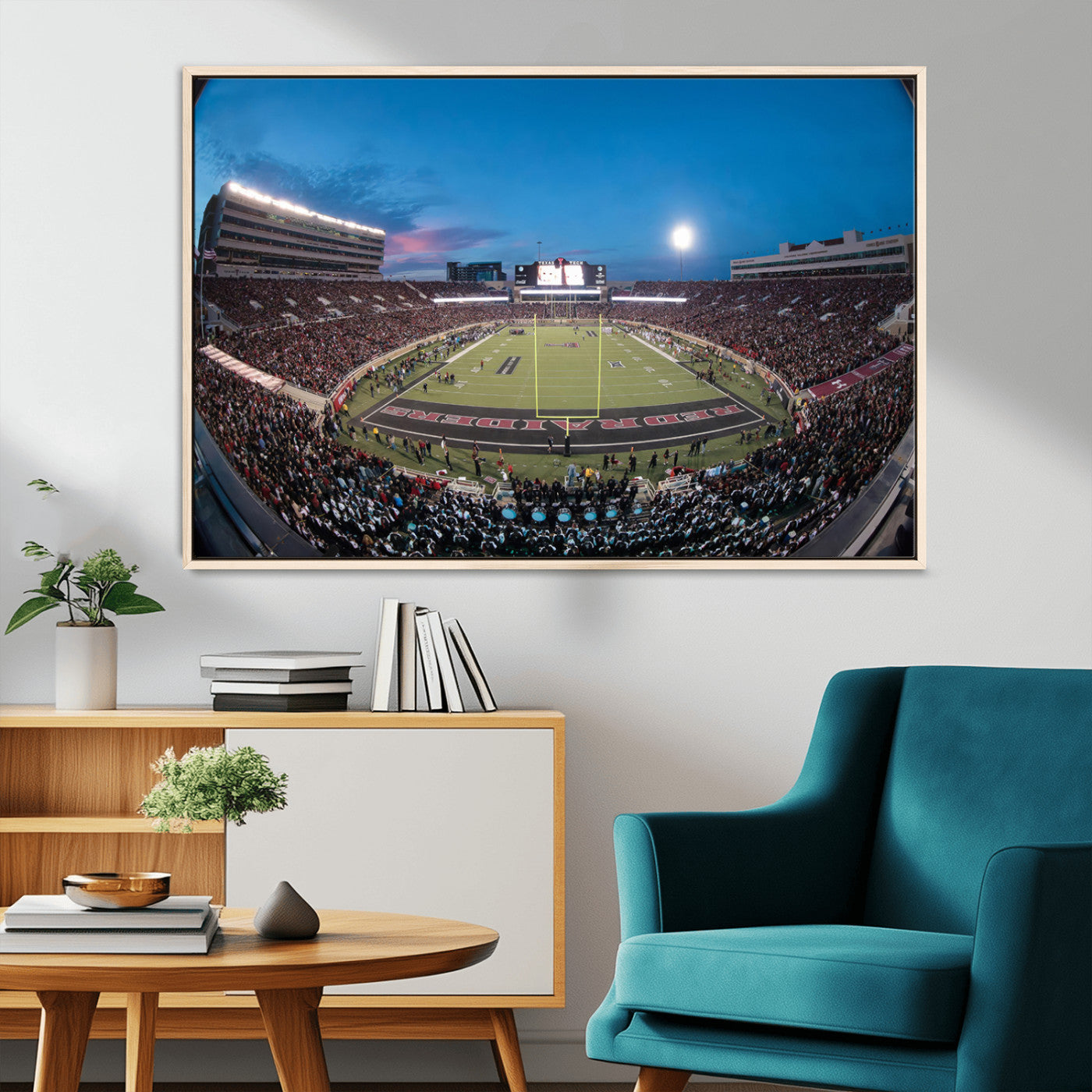 60763-MGV-CV-36X24-Texas Tech Red Raiders Canvas, Framed Football Team Print - Lubbock Jones AT&T Stadium Wall Art