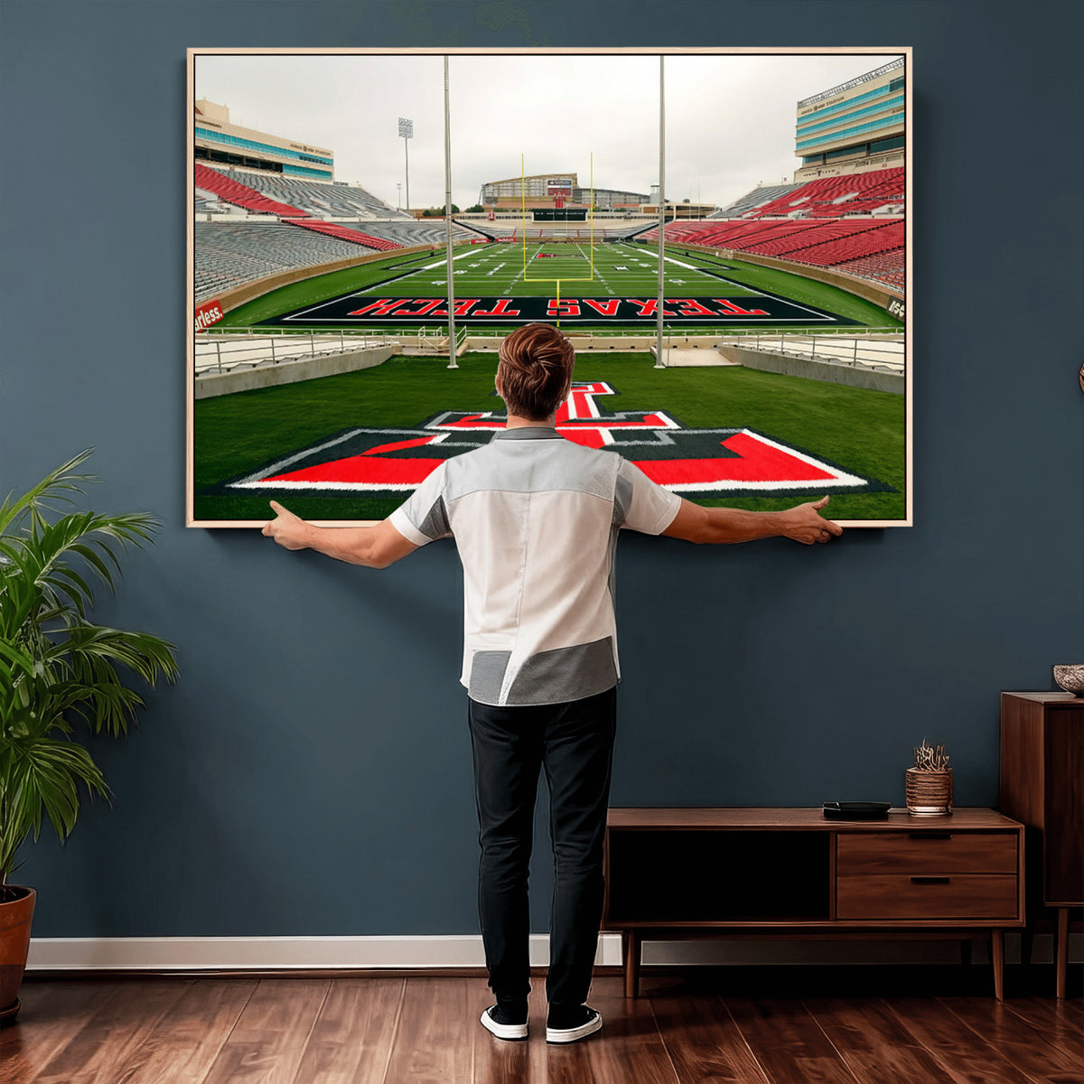 43169-PAN-FL-20X10 - Texas Tech Red Raiders Football Team Print - Lubbock Jones AT&T Stadium Wall Art Canvas Print