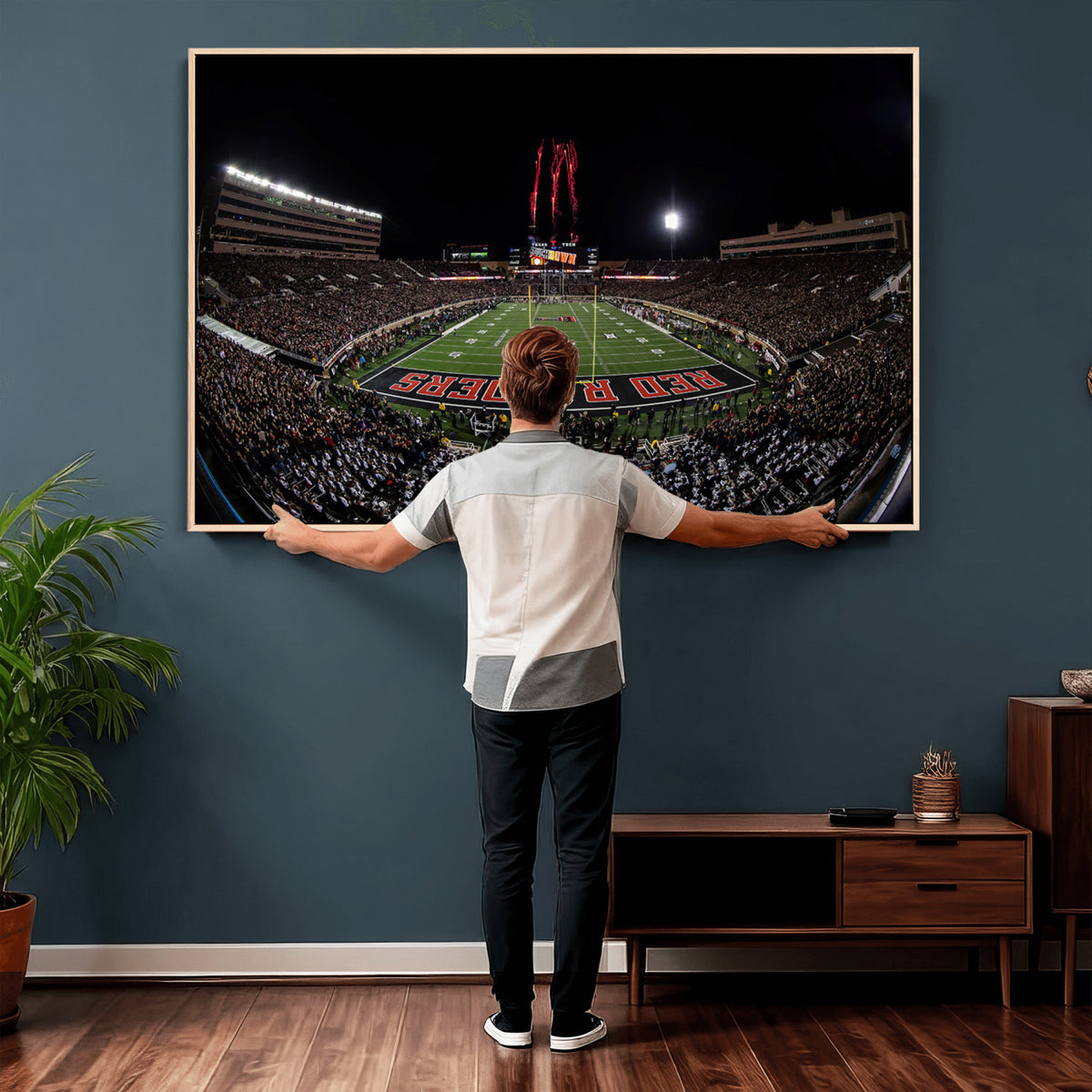 83122-PAN-FL-20X10 - Framed Texas Tech Red Raiders Stadium Canvas, Texas Tech Red Raiders Football Team Print - Lubbock