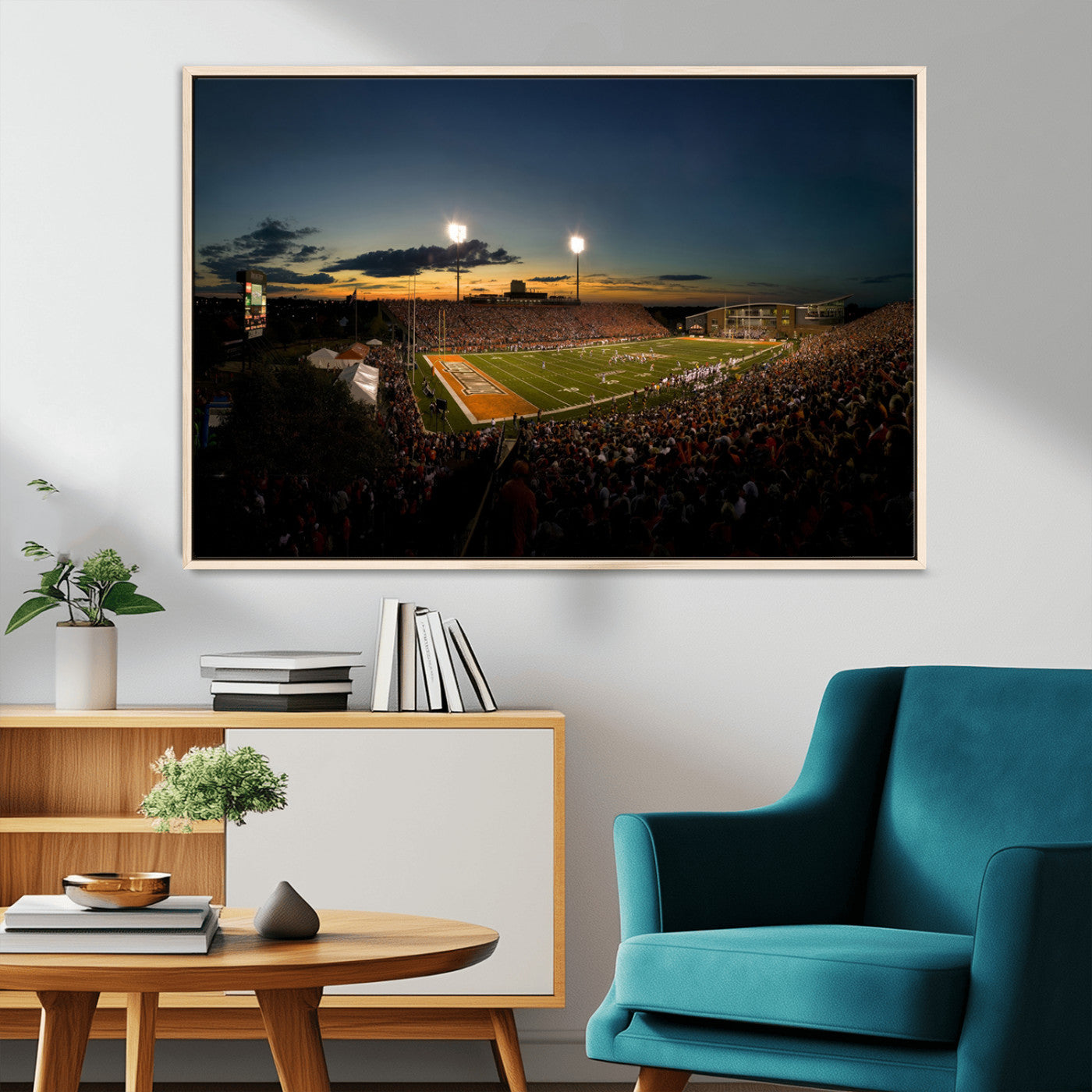 15980-MGV-CV-36X24-Ball State Cardinals Football Team Print - Muncie Scheumann Stadium Wall Art Canvas Print