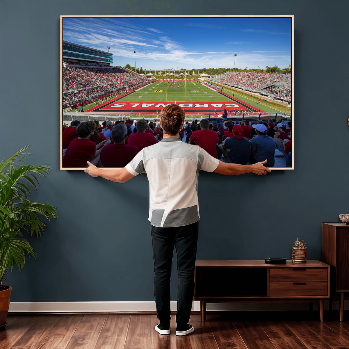 71475-PAN-FL-20X10 - Ball State Cardinals Football Team Print - Muncie Scheumann Stadium Wall Art Canvas Print