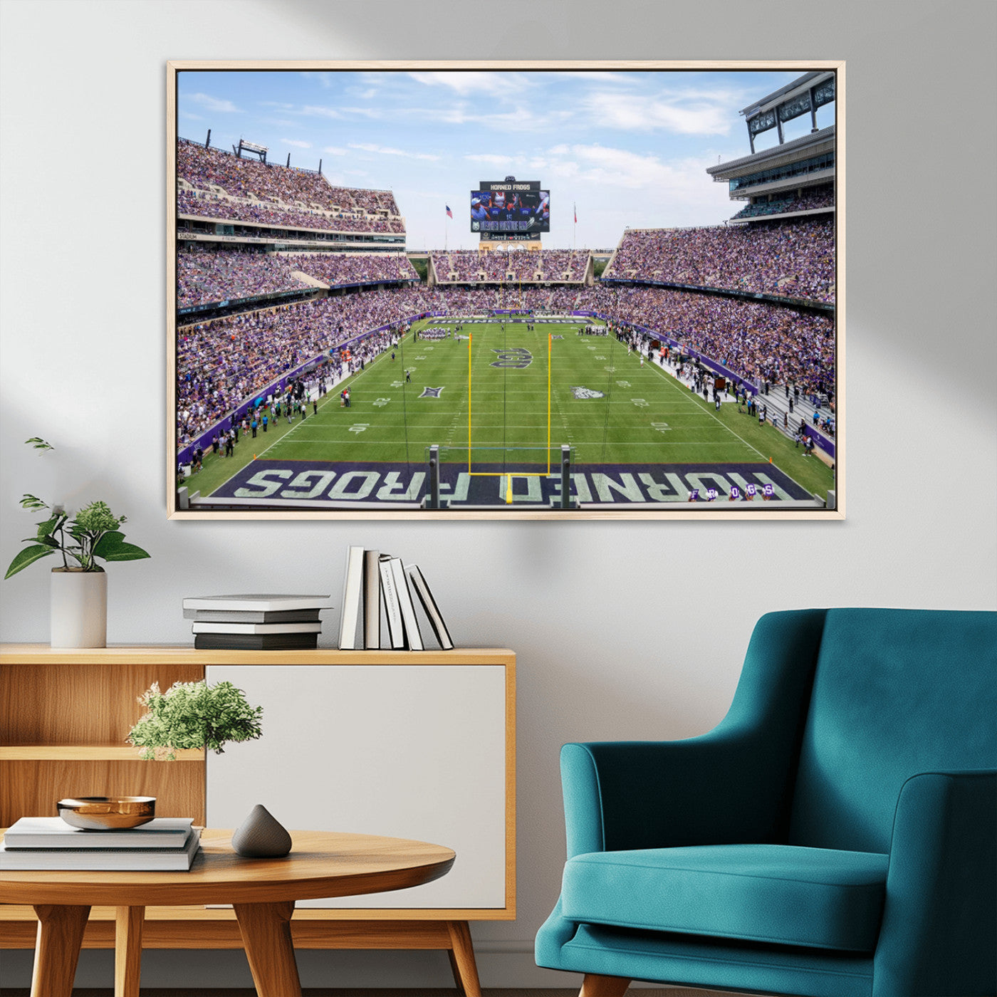27650-MGV-CV-36X24-TCU Horned Frogs Football Team Print - Fort Worth Amon G. Carter Stadium Wall Art Canvas Print