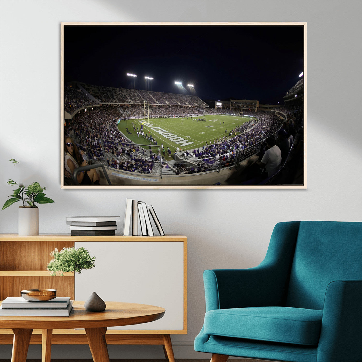 59222-MGV-CV-36X24-TCU Horned Frogs Football Team Print - Fort Worth Amon G. Carter Stadium Wall Art Canvas Print.