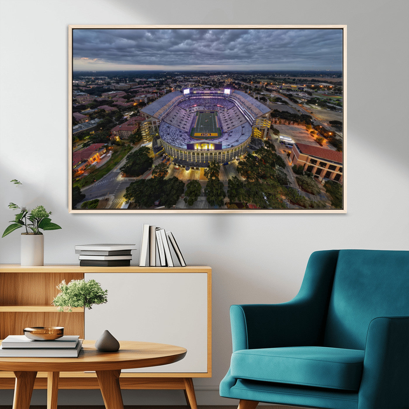 77405-MGV-CV-36X24-The Louisiana State University Tigers Football Team Print - Baton Rouge Tiger Stadium Wall Art